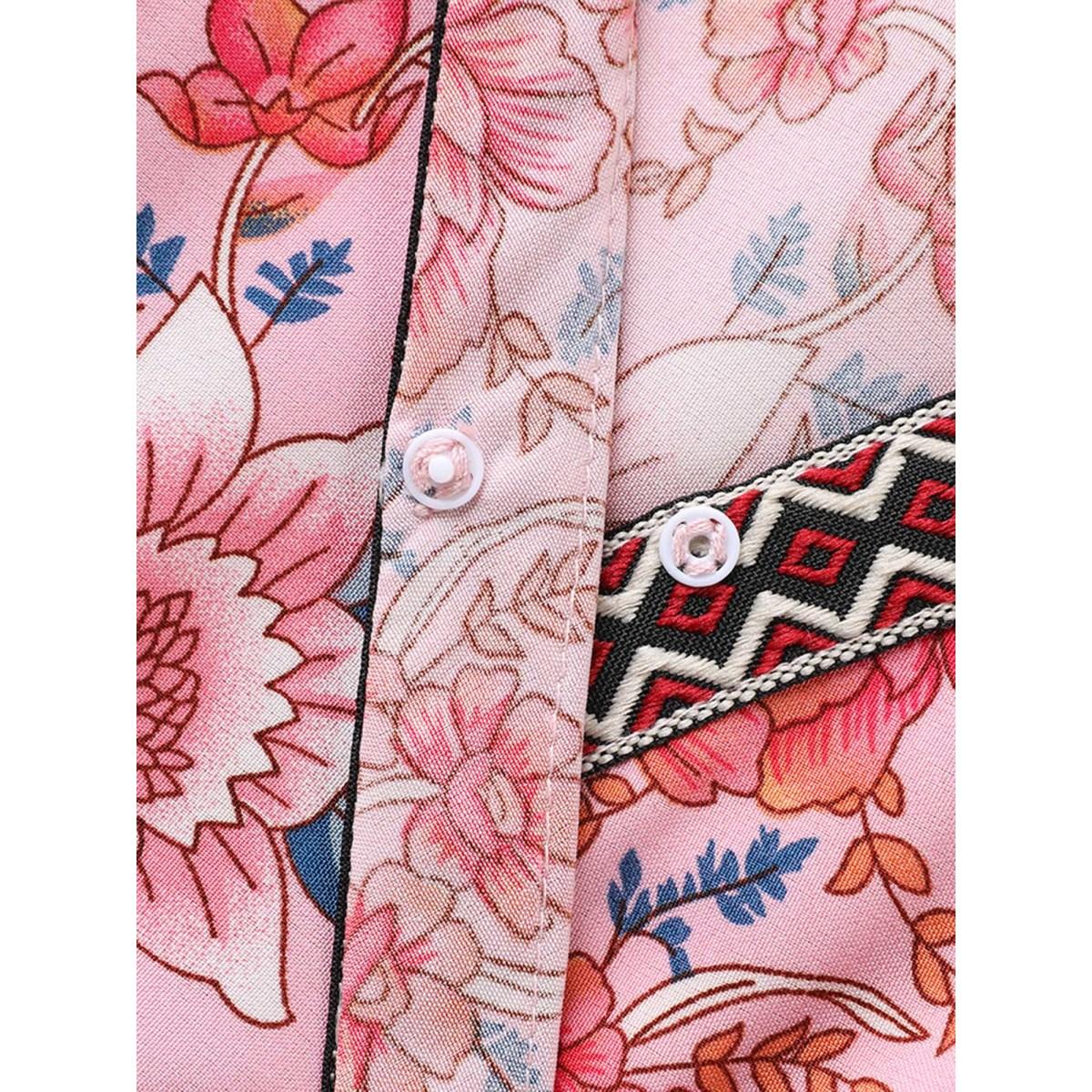 Plus Size Rosy Floral Print Lace Maxi Dress Blush Women Boho Overlap Collar Short sleeve Curvy BloomChic 28/5X Product Image