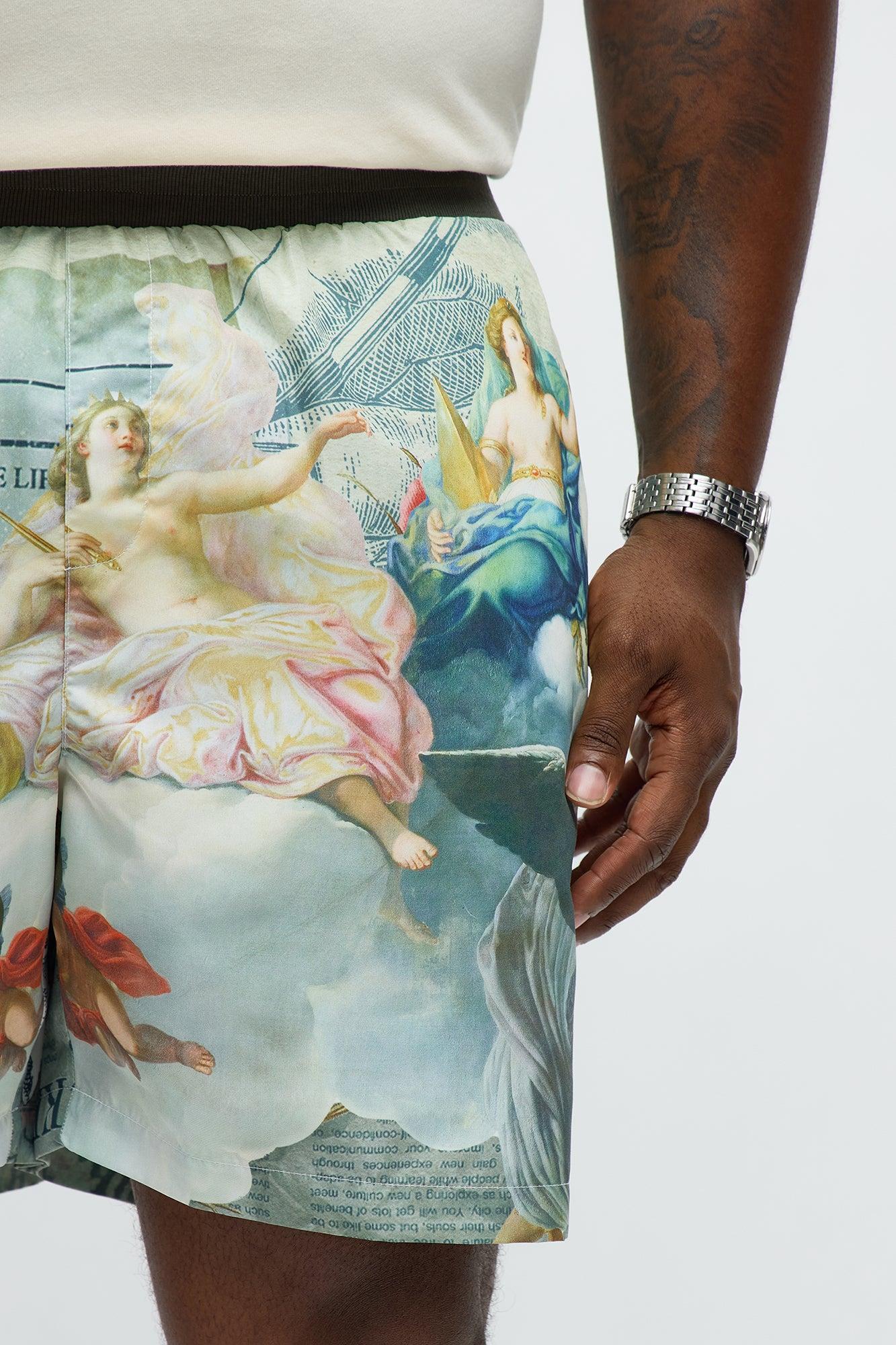 Relaxed Graphic Jersey Basketball Shorts - Multi Color Male Product Image