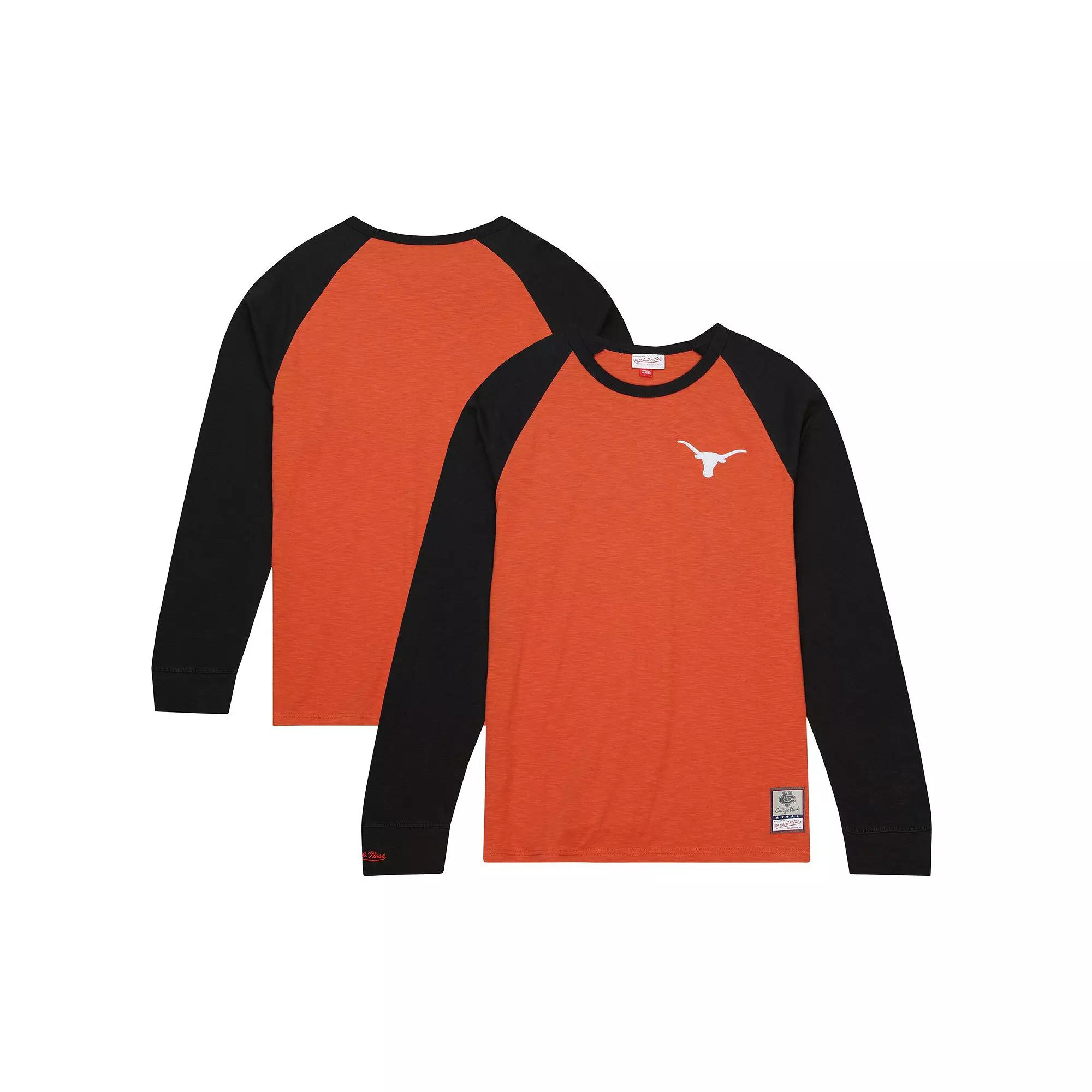 Men's Mitchell & Ness Orange Texas Longhorns Legendary Slub Raglan Long Sleeve T-Shirt, Size: Large Product Image