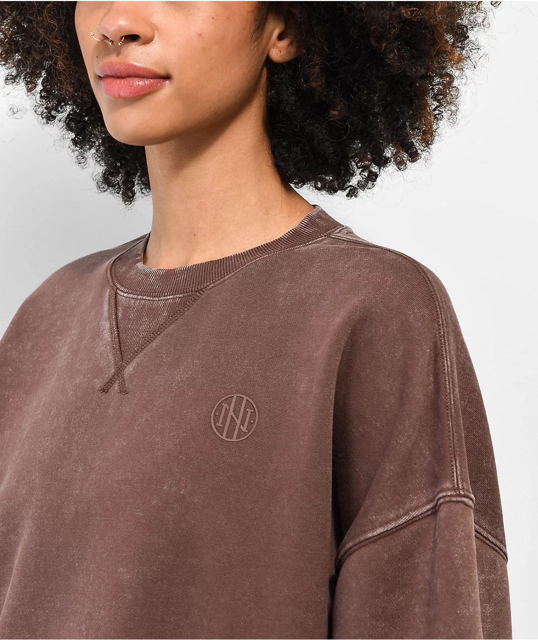 Ninth Hall Fundamentals Brown Wash Relaxed Crewneck Sweatshirt Product Image