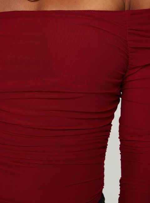 Moreno Off The Shoulder Top Burgundy Product Image