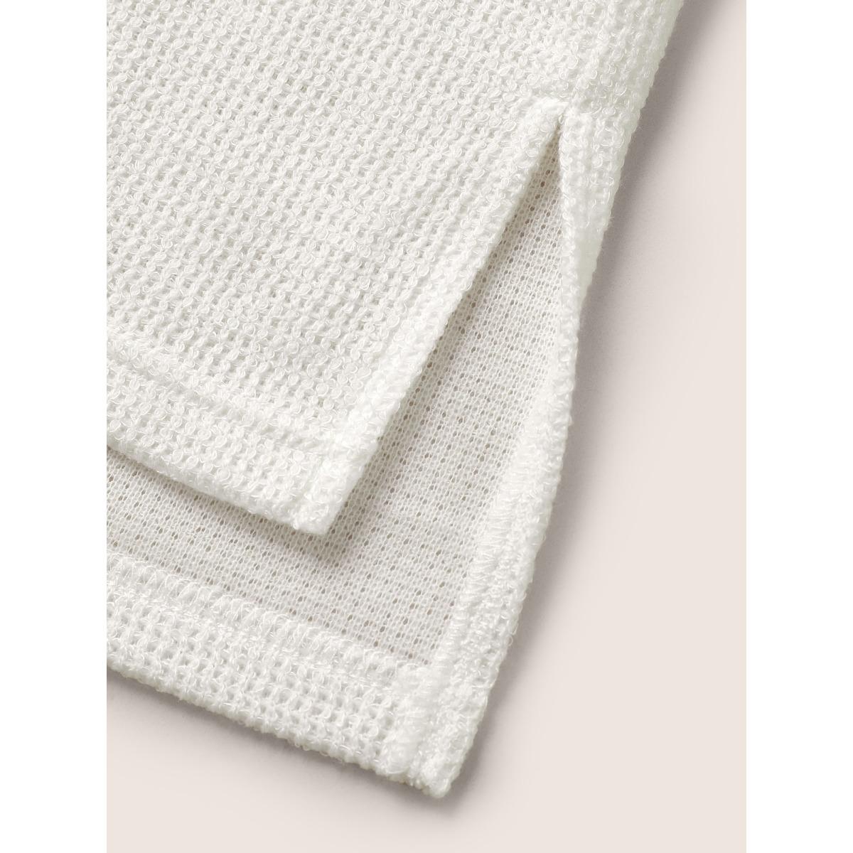 Plus Size Plain Textured Dolman Sleeve Loose T-shirt White Women Casual Non Plain Round Neck Everyday T-shirts BloomChic 22-24/3X Product Image