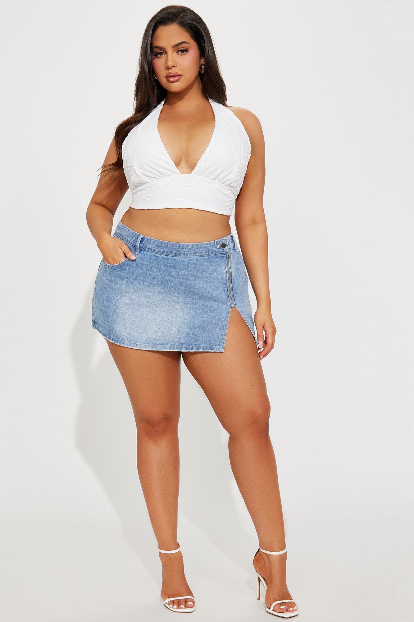 Always Ready Denim Micro Mini Skirt - Light Blue Wash Product Image