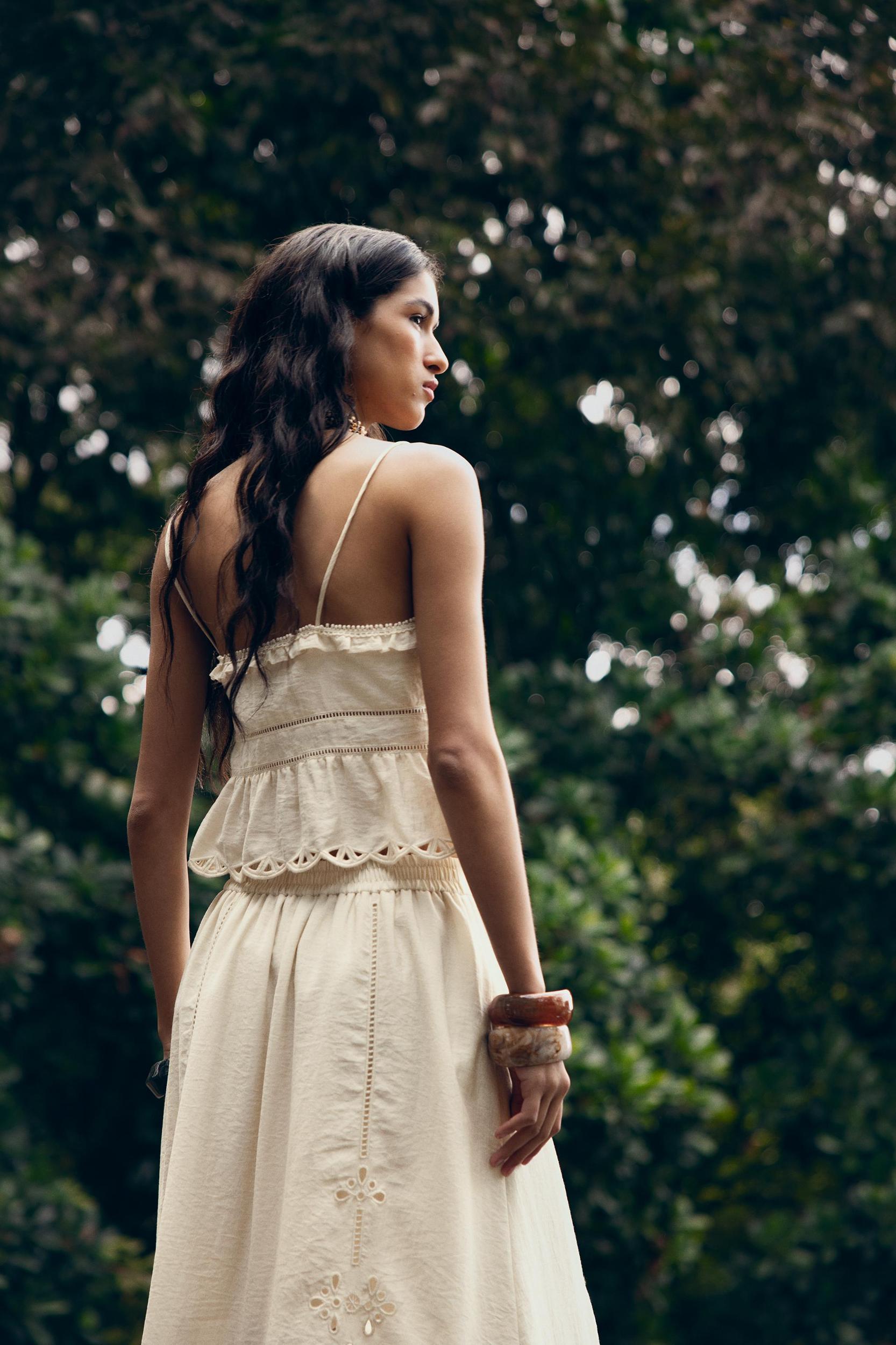 EMBROIDERED EYELET CROP TOP Product Image