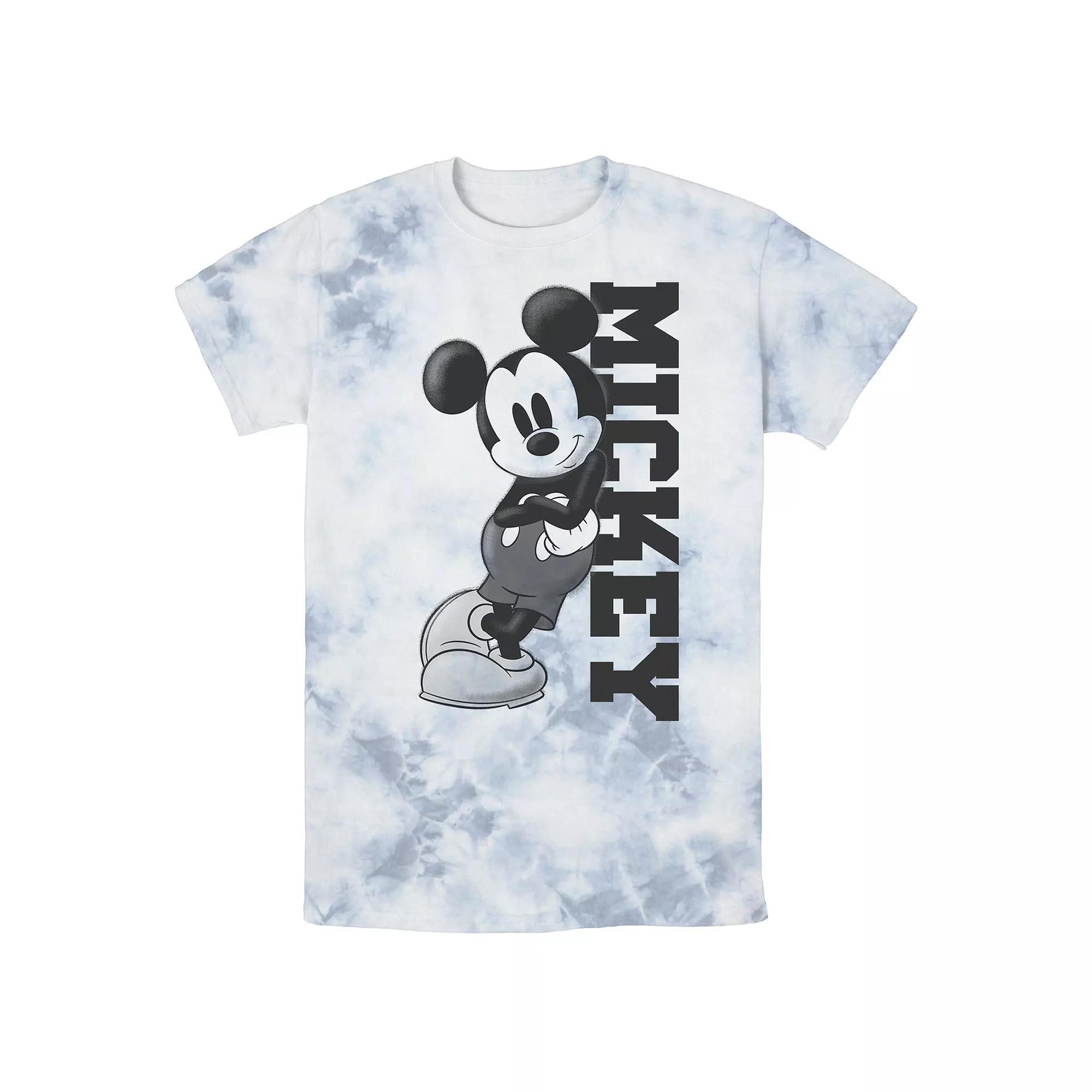 Men's Disney Mickey Mouse Leaning on Name Wash Tee, Size: Large, Black Grey Product Image