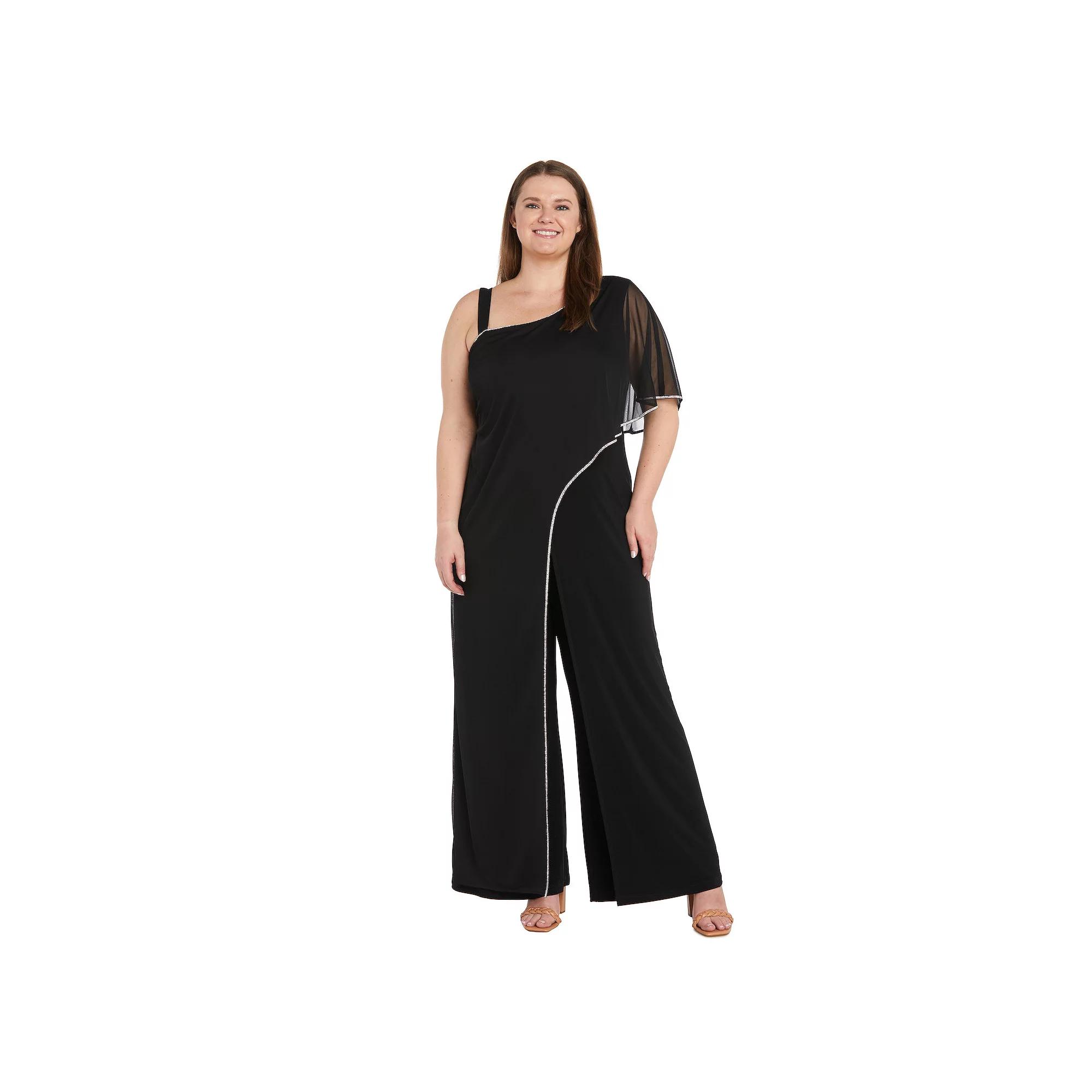 Plus Size R&M Richards Trim Detail Jersey Jumpsuit, Women's, Size: 18 W, Black Product Image