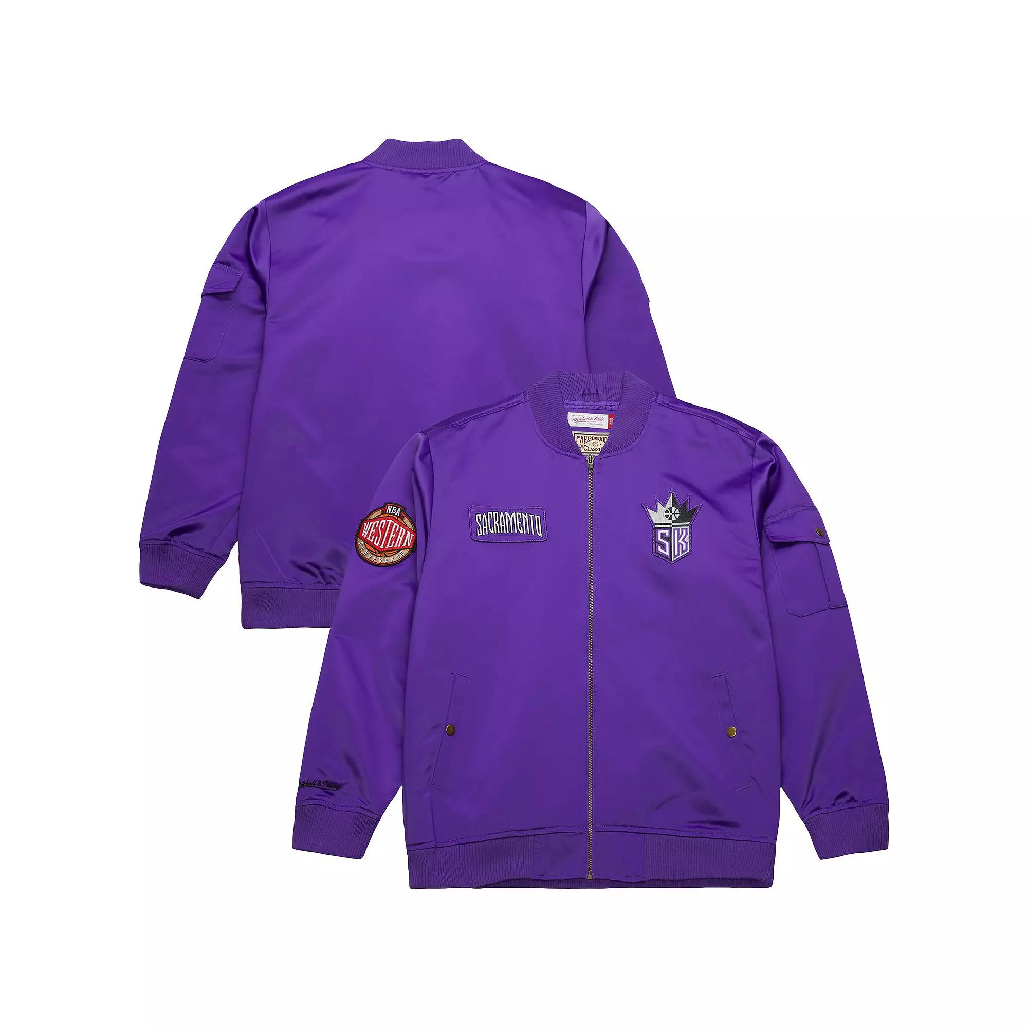 Men's Mitchell & Ness Purple Sacramento Kings Hardwood Classics Nights Team Leader Satin Full-Zip Jacket,  Product Image