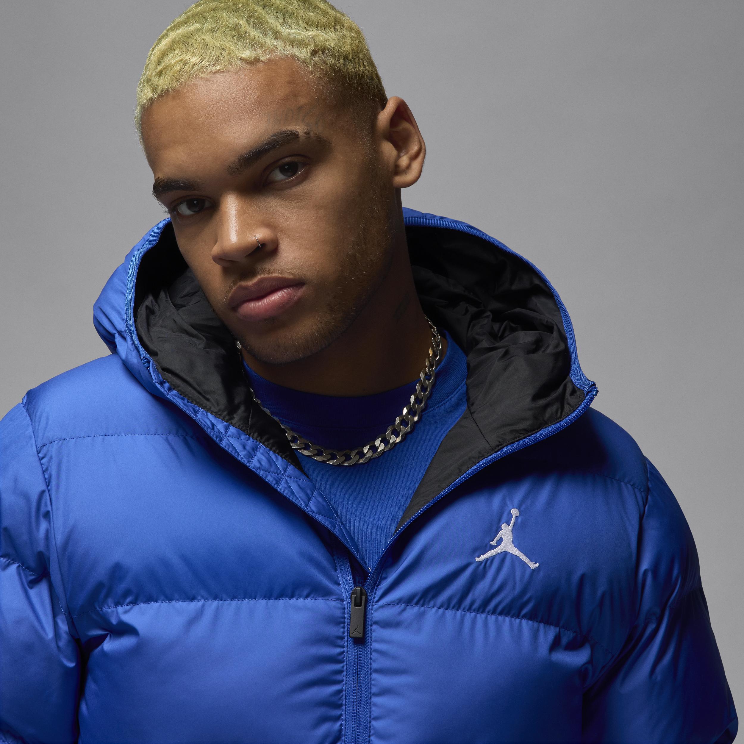 Jordan Mens Jordan Brooklyn Puffer Jacket - Mens Blue/Black Product Image