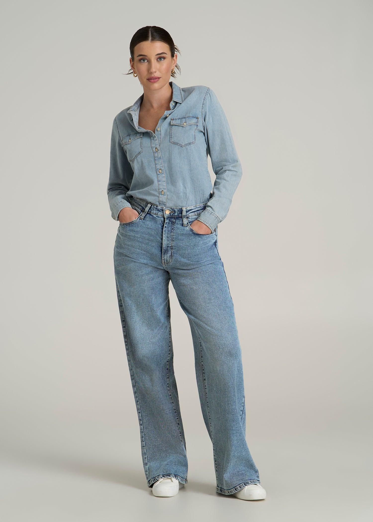 Stevie Wide Leg Jeans for Tall Women in Perfect Blue Product Image