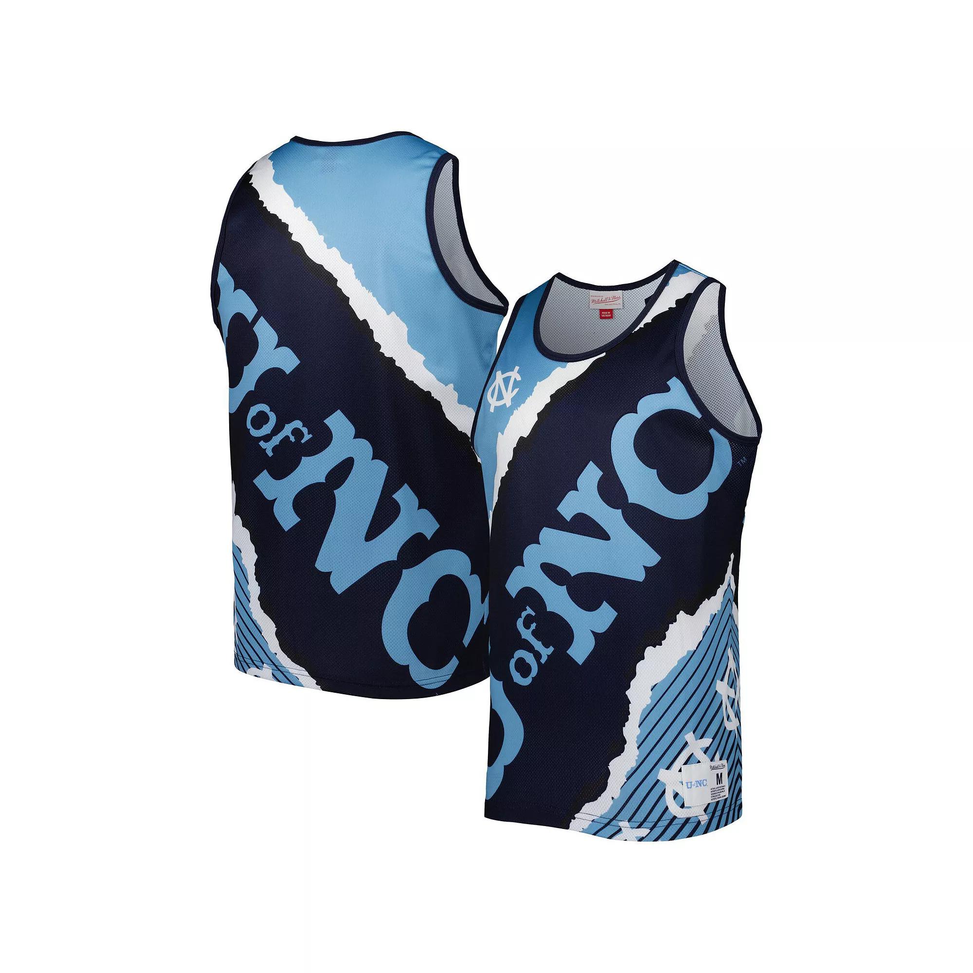 Men's Mitchell & Ness Navy/Carolina Blue North Carolina Tar Heels Jumbotron 2.0 Sublimated Tank Top, Size: XL Product Image