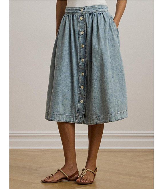 Lauren Ralph Lauren Stretch Denim A-Line Skirt Product Image