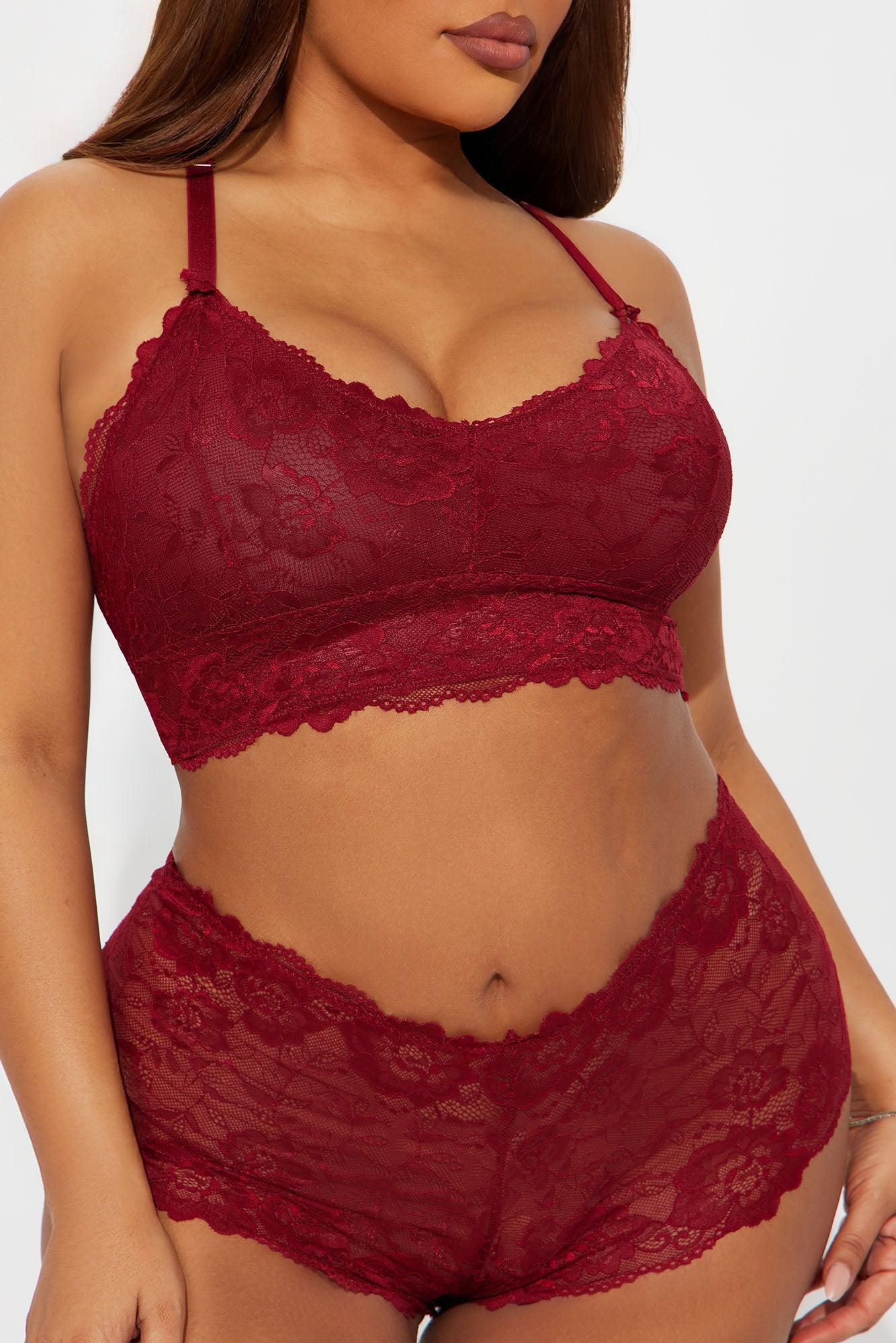 Late At Night Lace 2 Piece Set - Burgundy Female Product Image