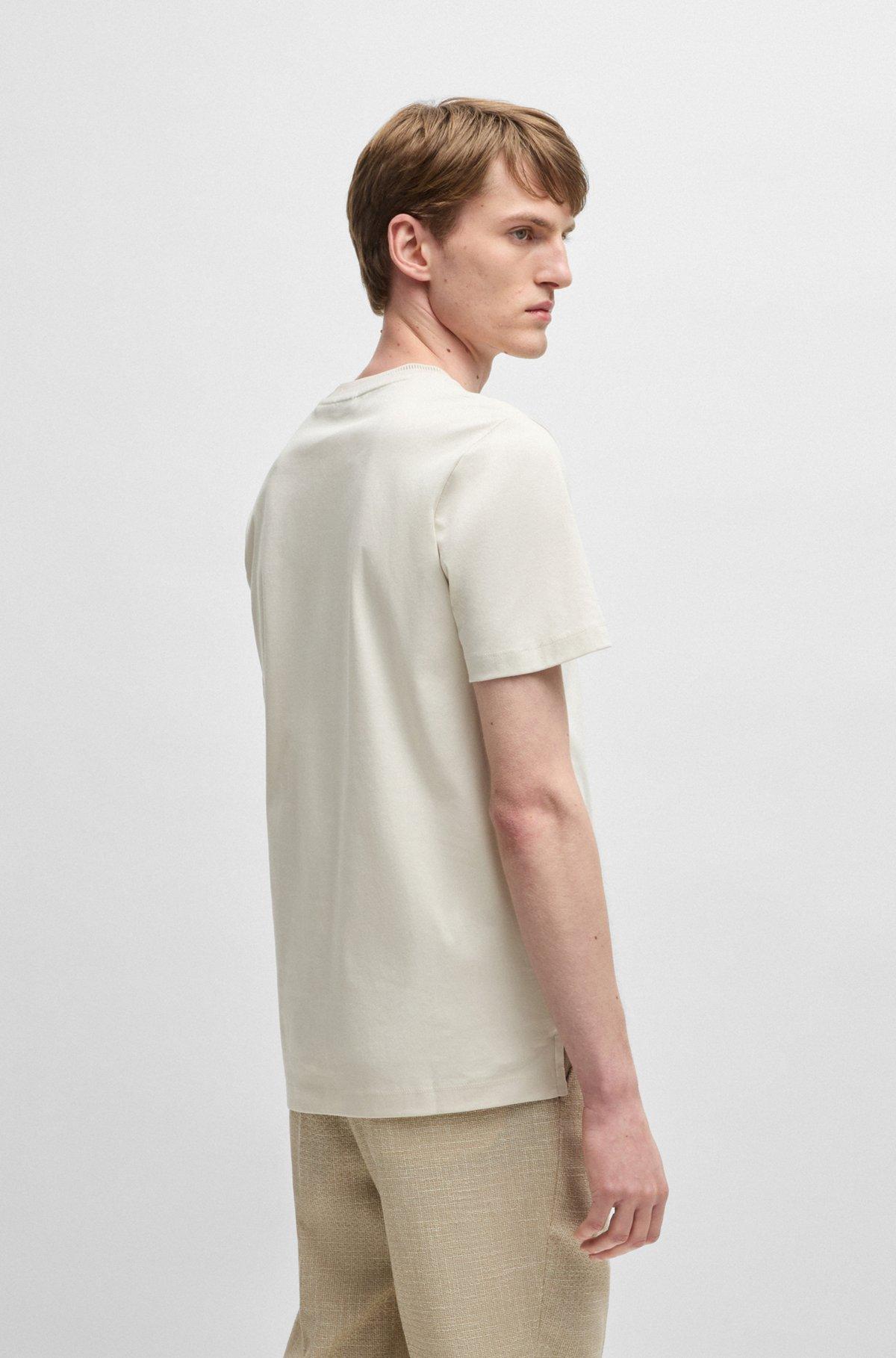 Mercerized-cotton slim-fit T-shirt with collar stripe Product Image