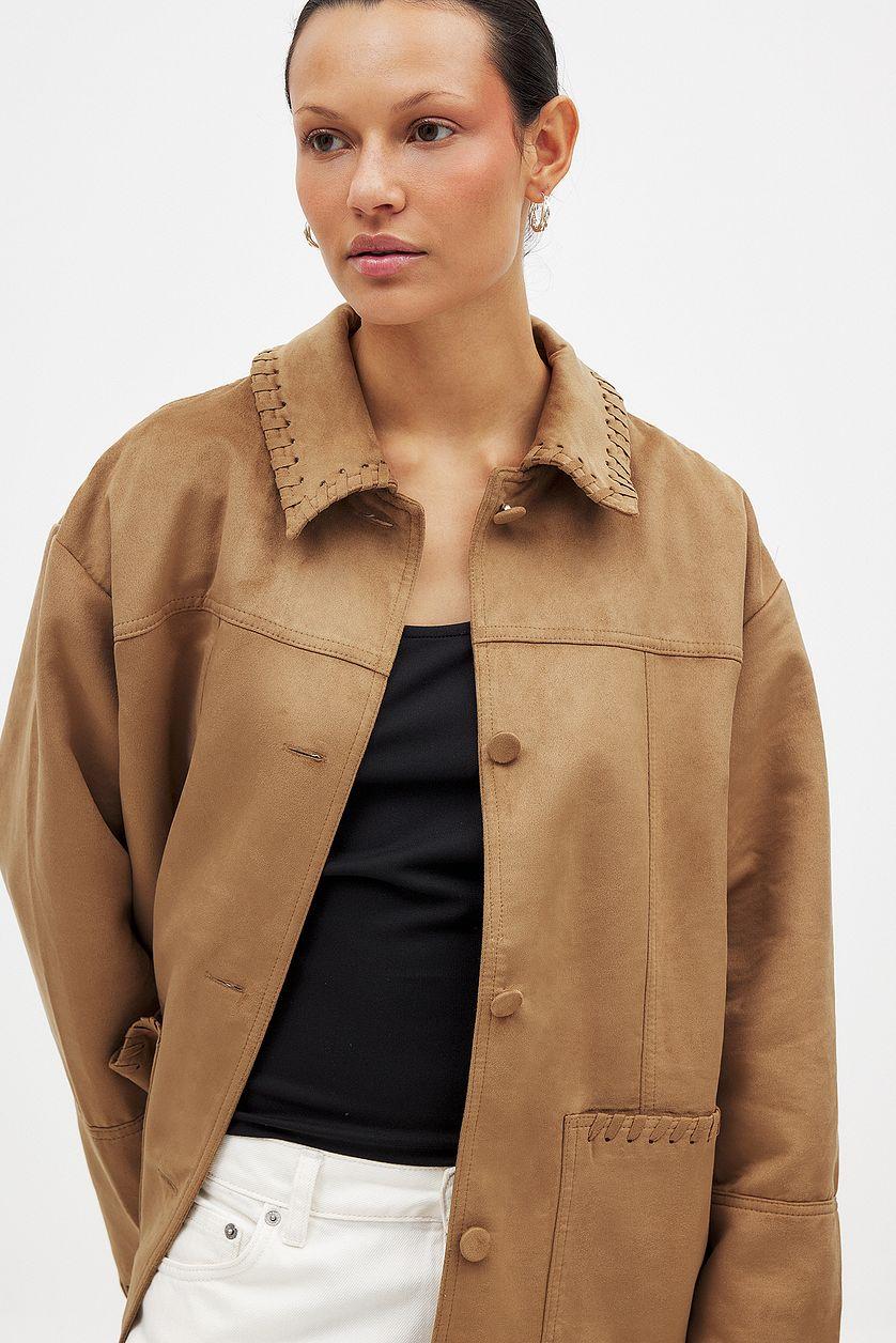 Faux Suede Seam Detail Jacket Product Image