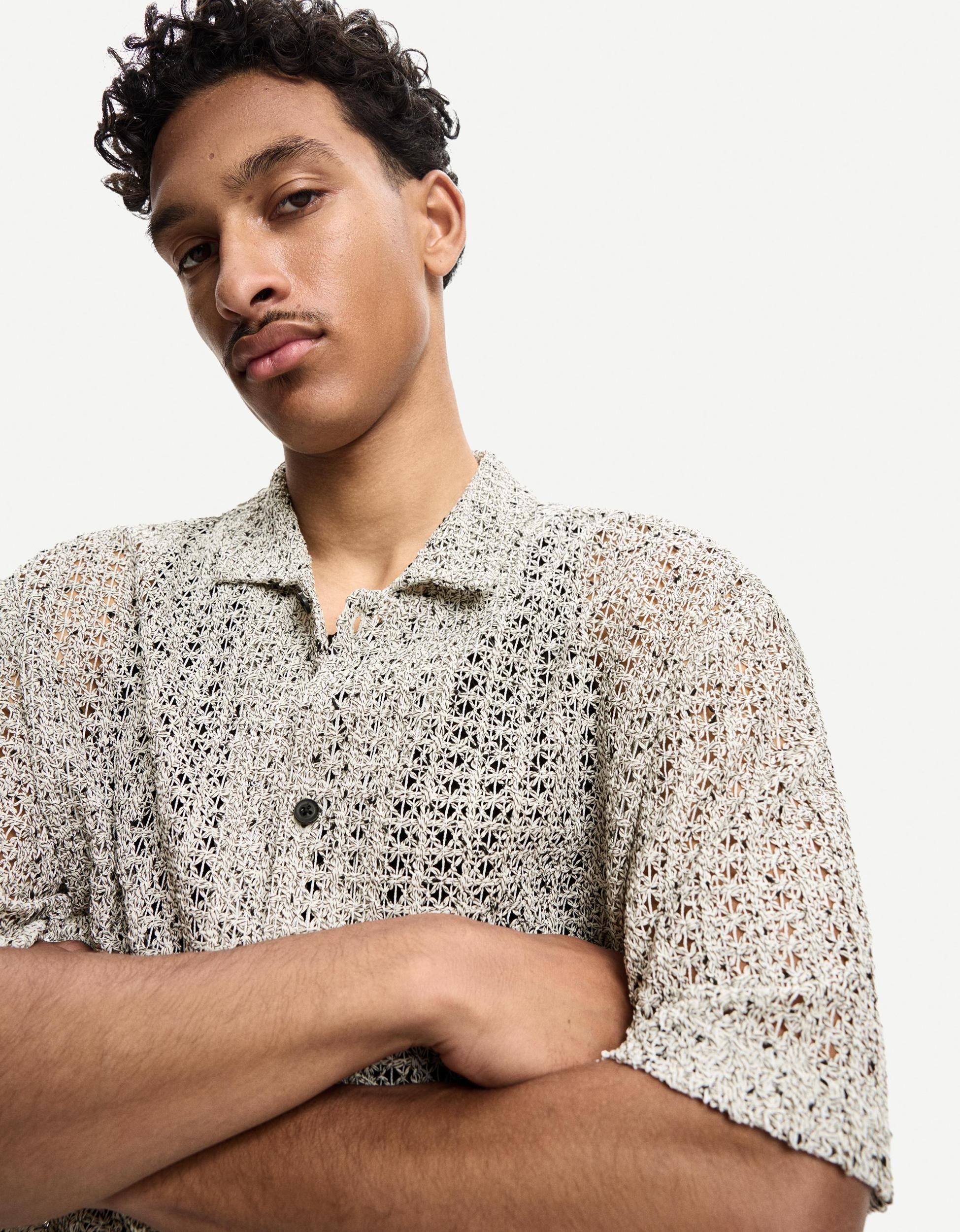 Short sleeve crochet shirt Product Image