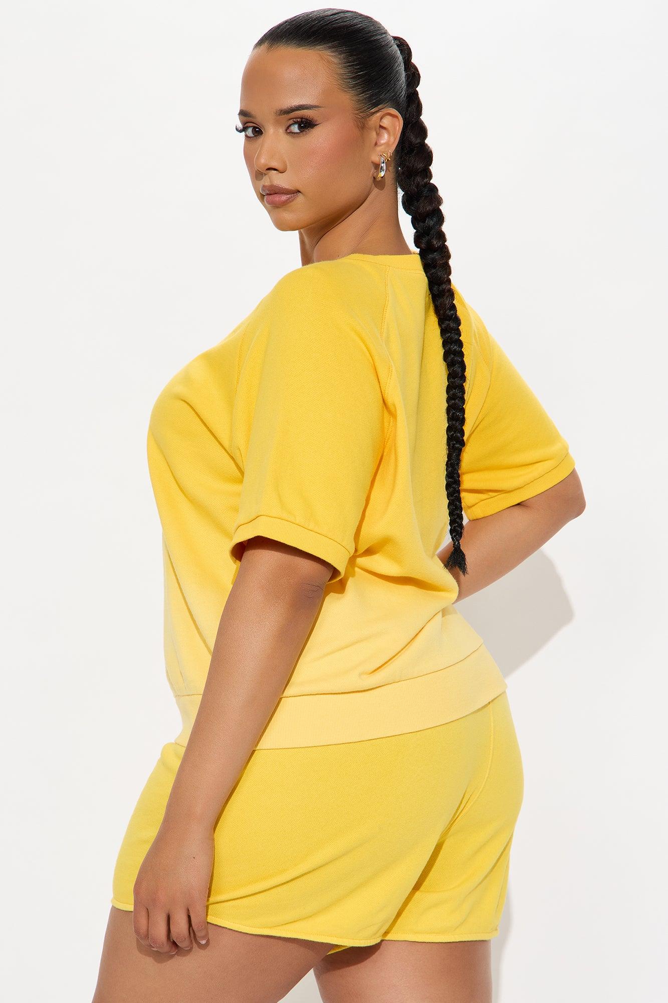 Mellow Mood Lounge Short Set - Yellow Female Product Image