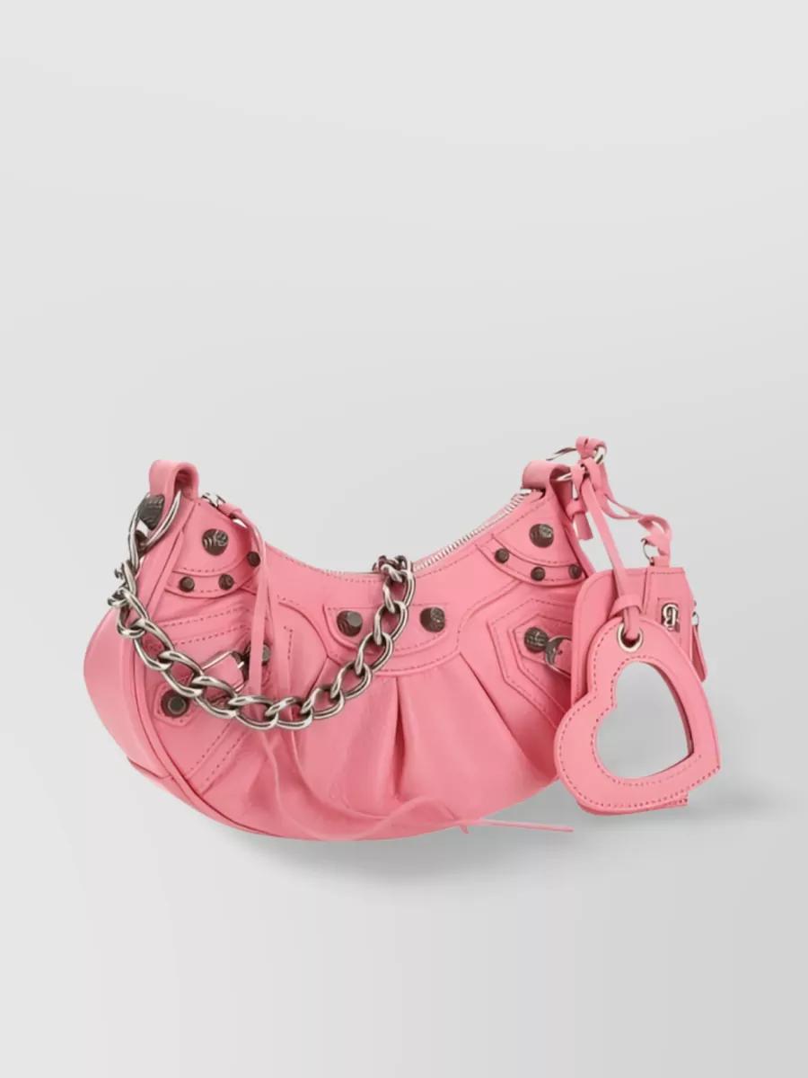 BALENCIAGA Women Pink Nappa Leather Le Cagole Xs Crossbody Bag Product Image