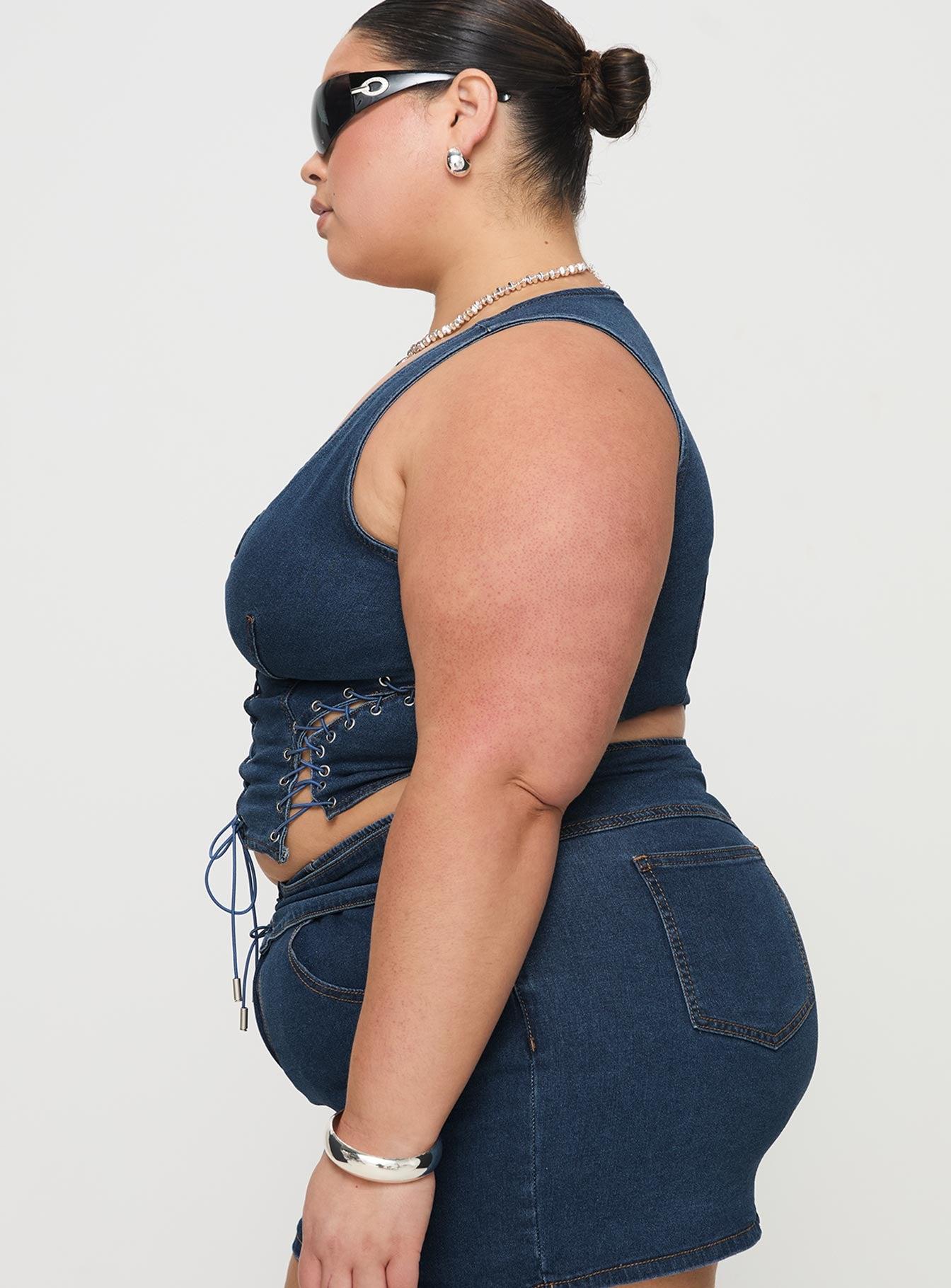 Edenette Top Mid Blue Wash Curve Product Image