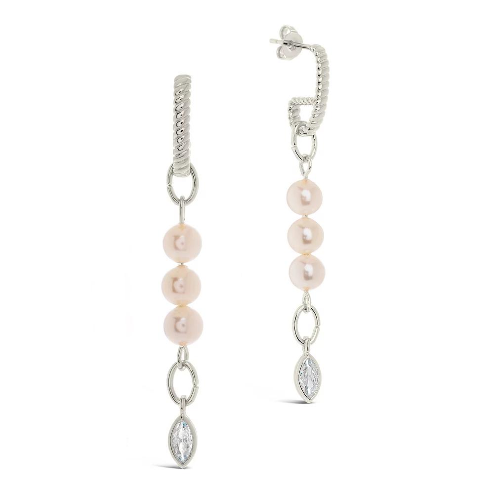 MC Collective Cubic Zirconia Charm Dyed Simulated Pearl Dangle Earrings, Women's, Silver Tone Product Image