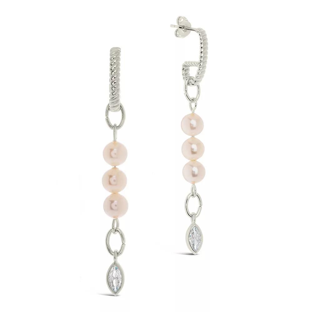 MC Collective Cubic Zirconia Charm Dyed Simulated Pearl Dangle Earrings, Women's, Silver Tone Product Image