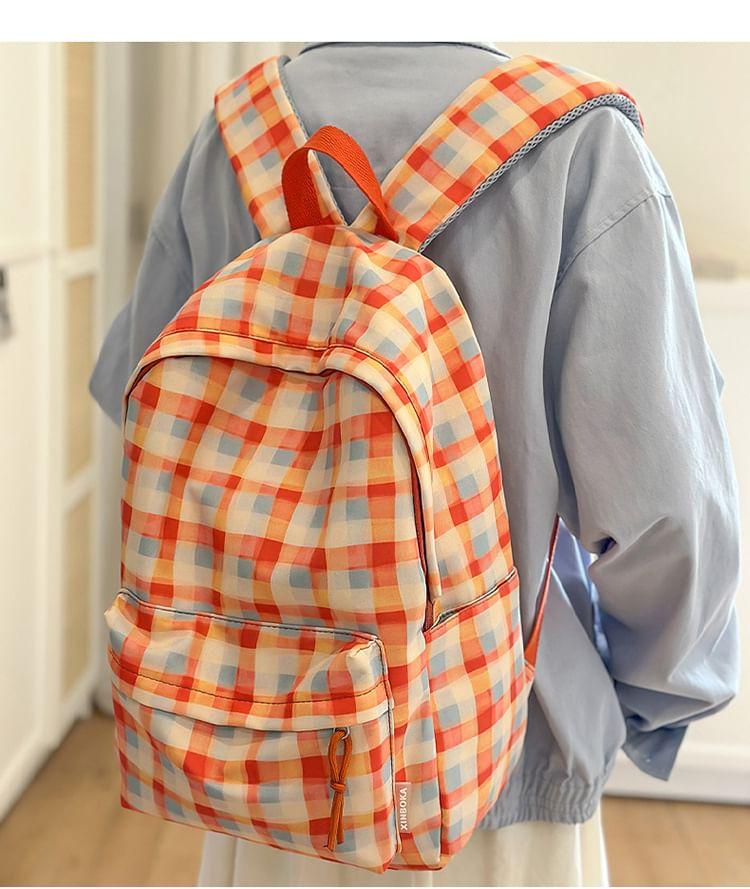 Plaid Nylon Laptop Backpack Product Image