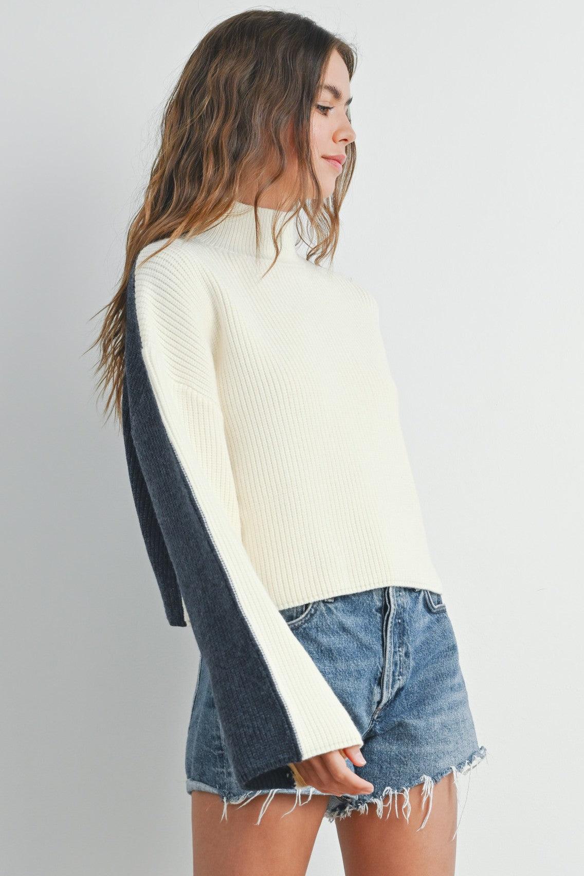 Two Tone Mock Neck Sweater Product Image