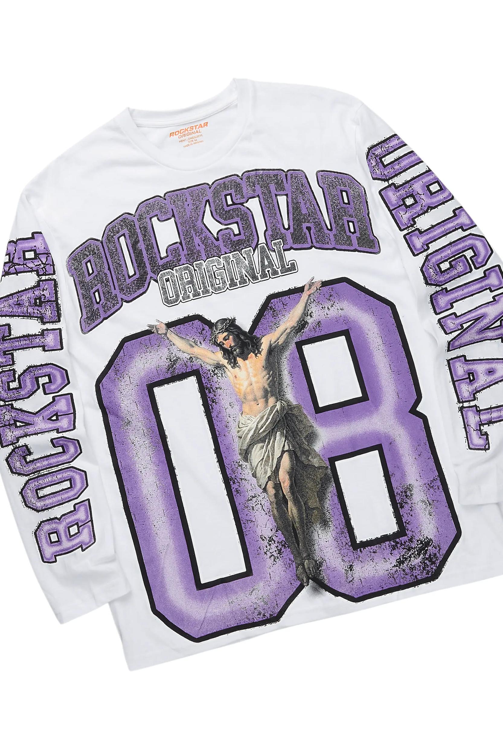 Fields Purple/White Long Sleeve T-Shirt/Baggy Pant Set Male Product Image