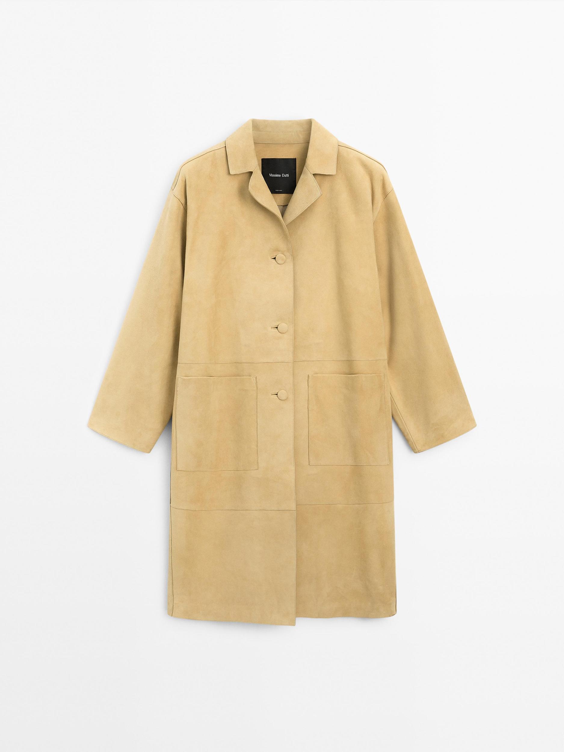 Long suede leather coat Product Image
