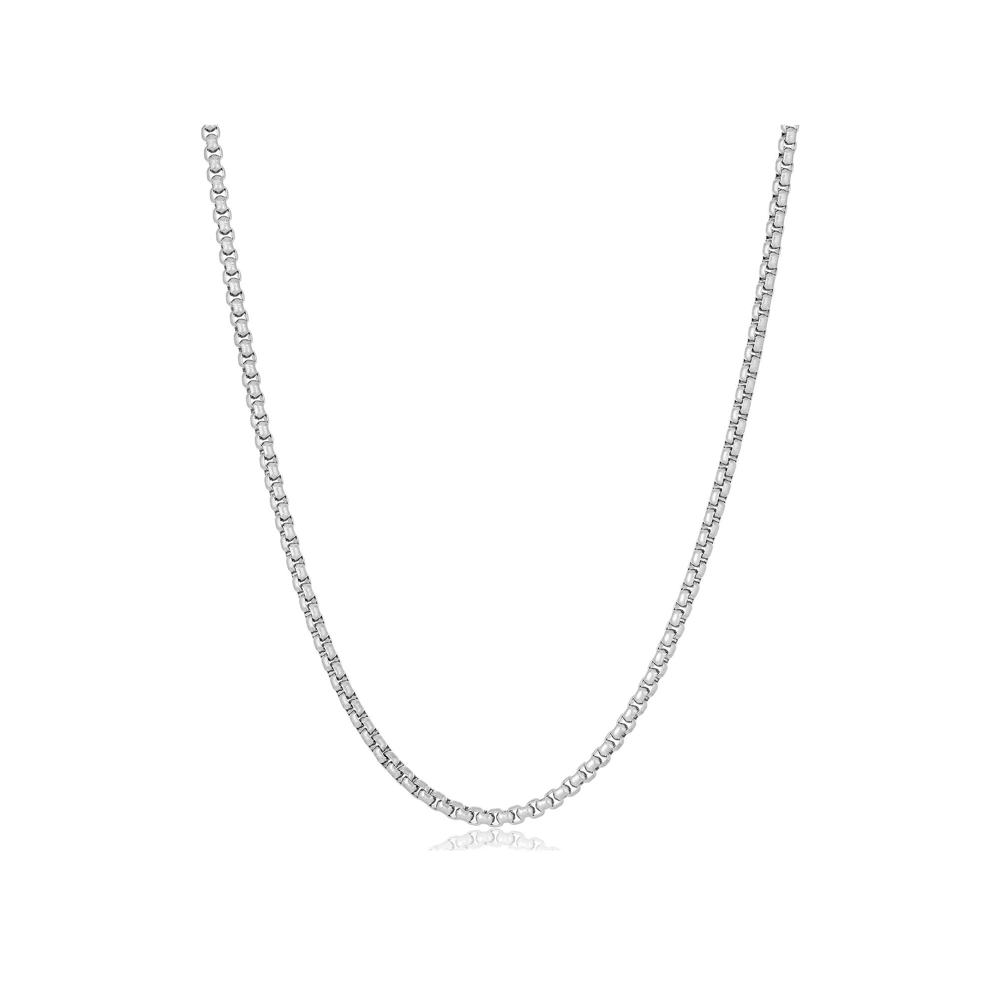 Men's LYNX Stainless Steel 4mm Round Box Chain Necklace,  Product Image