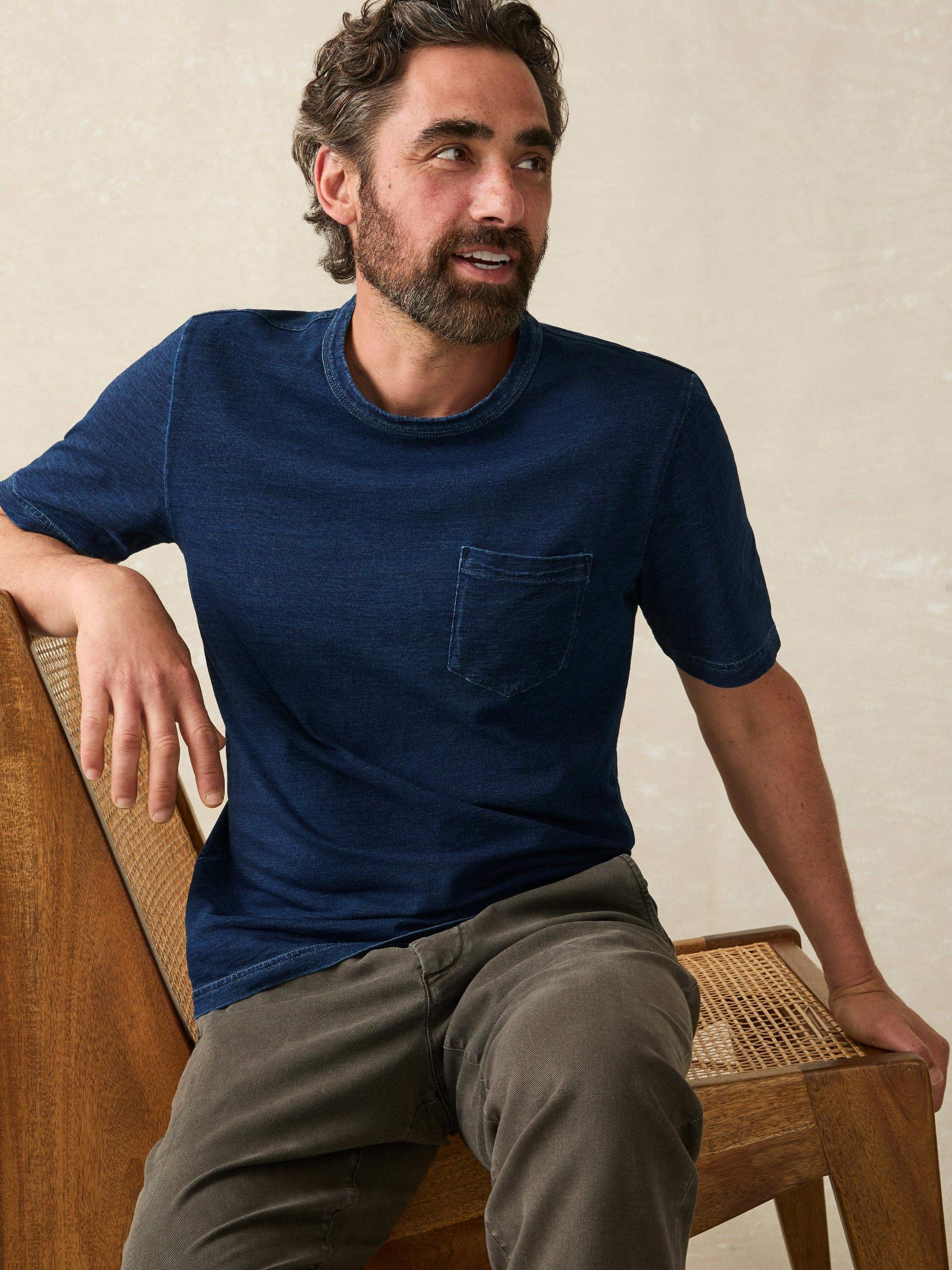 Short-Sleeve Indigo Pocket Tee - Midnight Wash Male Product Image