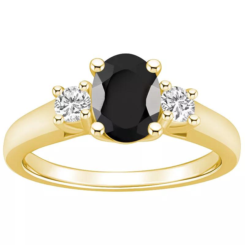 Alyson Layne 14k Gold Oval Cut Onyx & 1/4 Carat T.W. Diamond Ring, Women's, Size: 9, Black Product Image