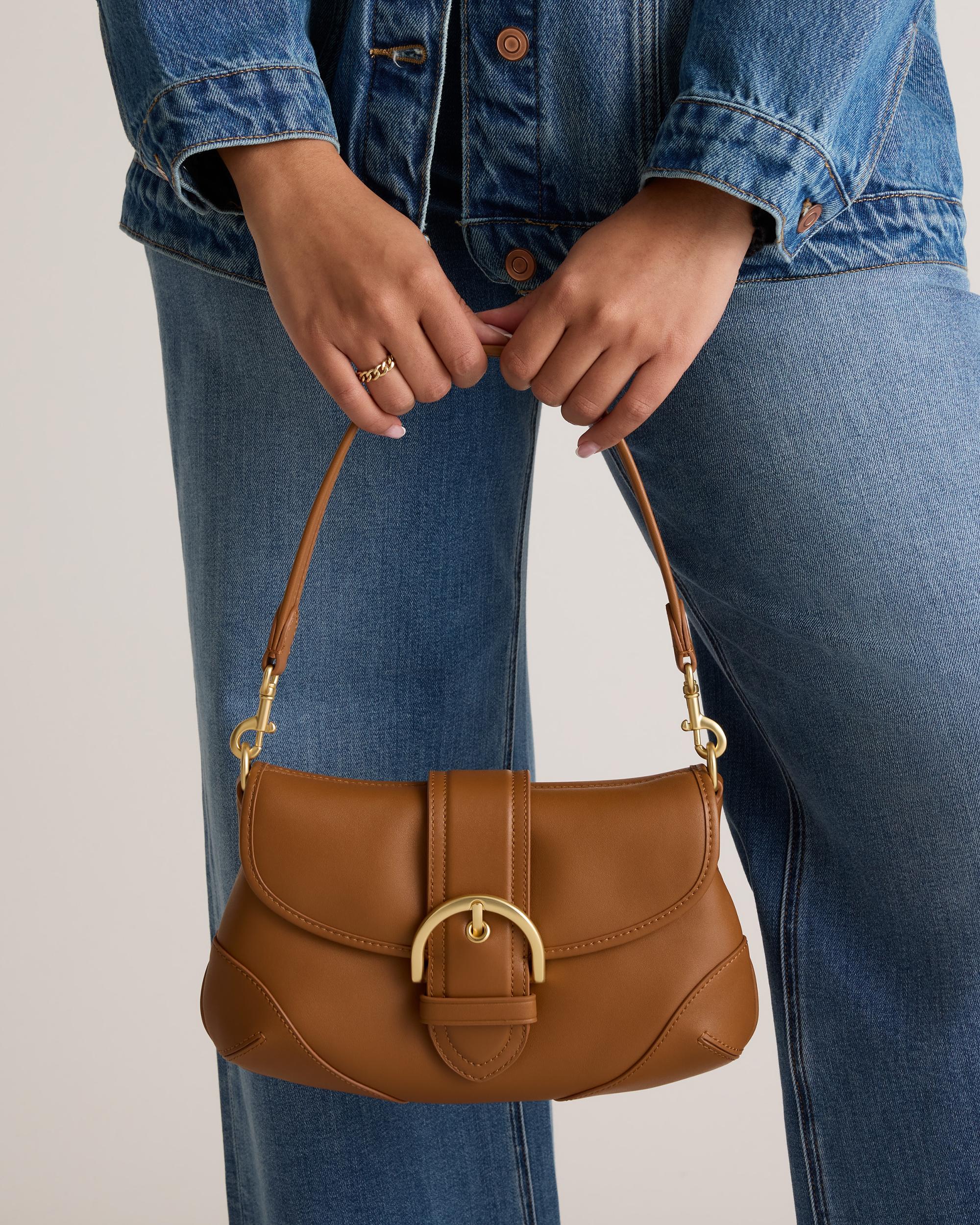 Quince | Women's Italian Leather Buckle Detail Shoulder Bag Product Image