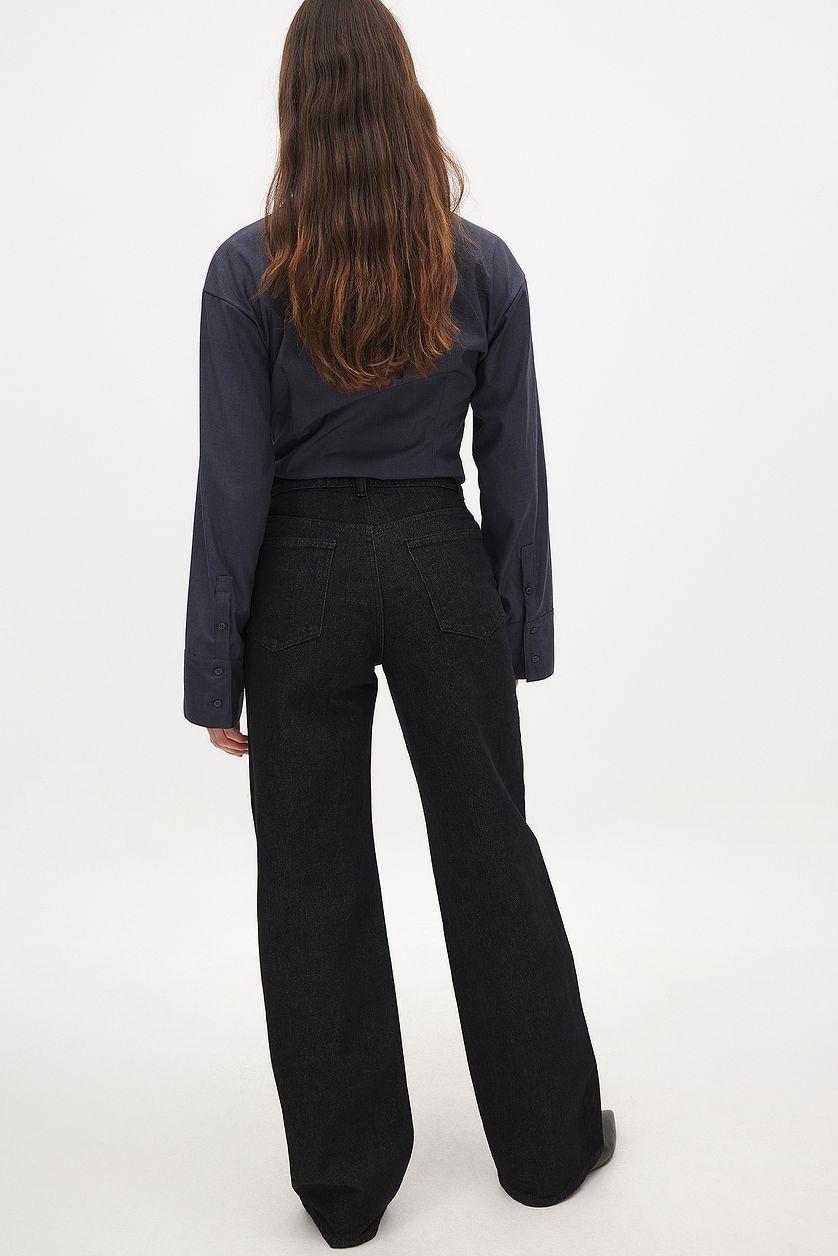 Straight Mid Waist Jeans Black Product Image