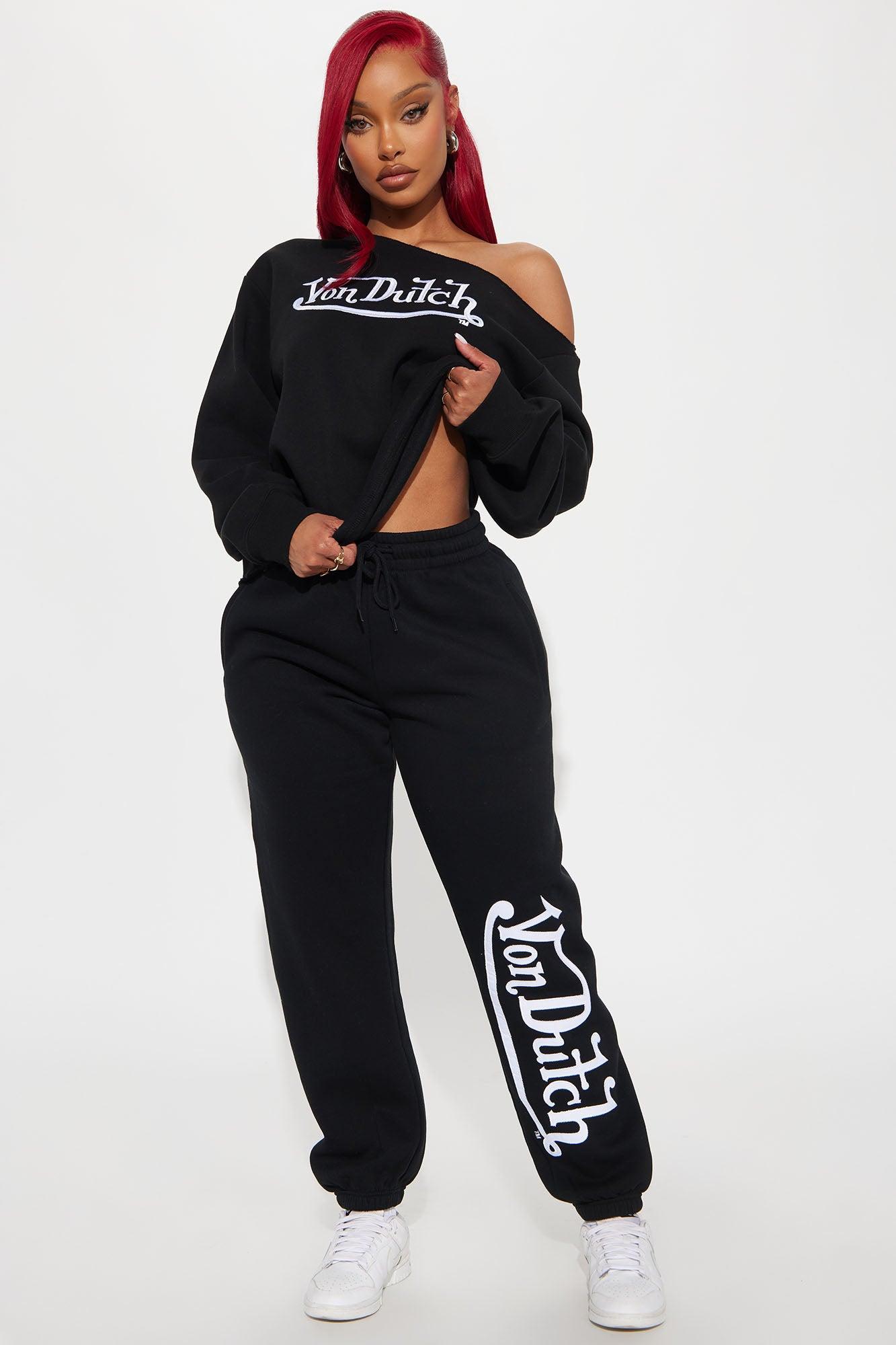 Von Dutch Classic Off Shoulder Sweatshirt - Black Product Image