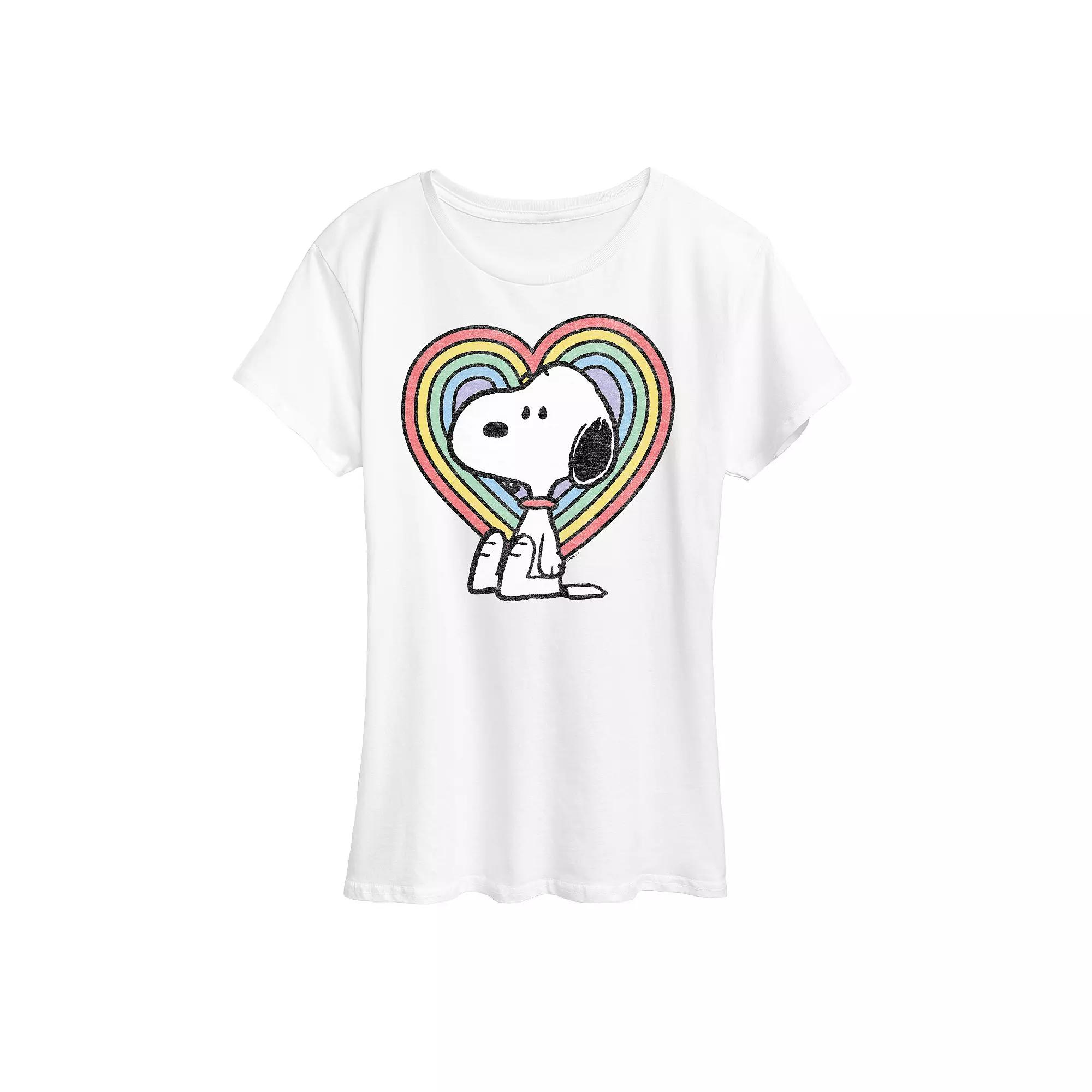Women's Peanuts Snoopy Pastel Heart Graphic Tee, Girl's,  Product Image
