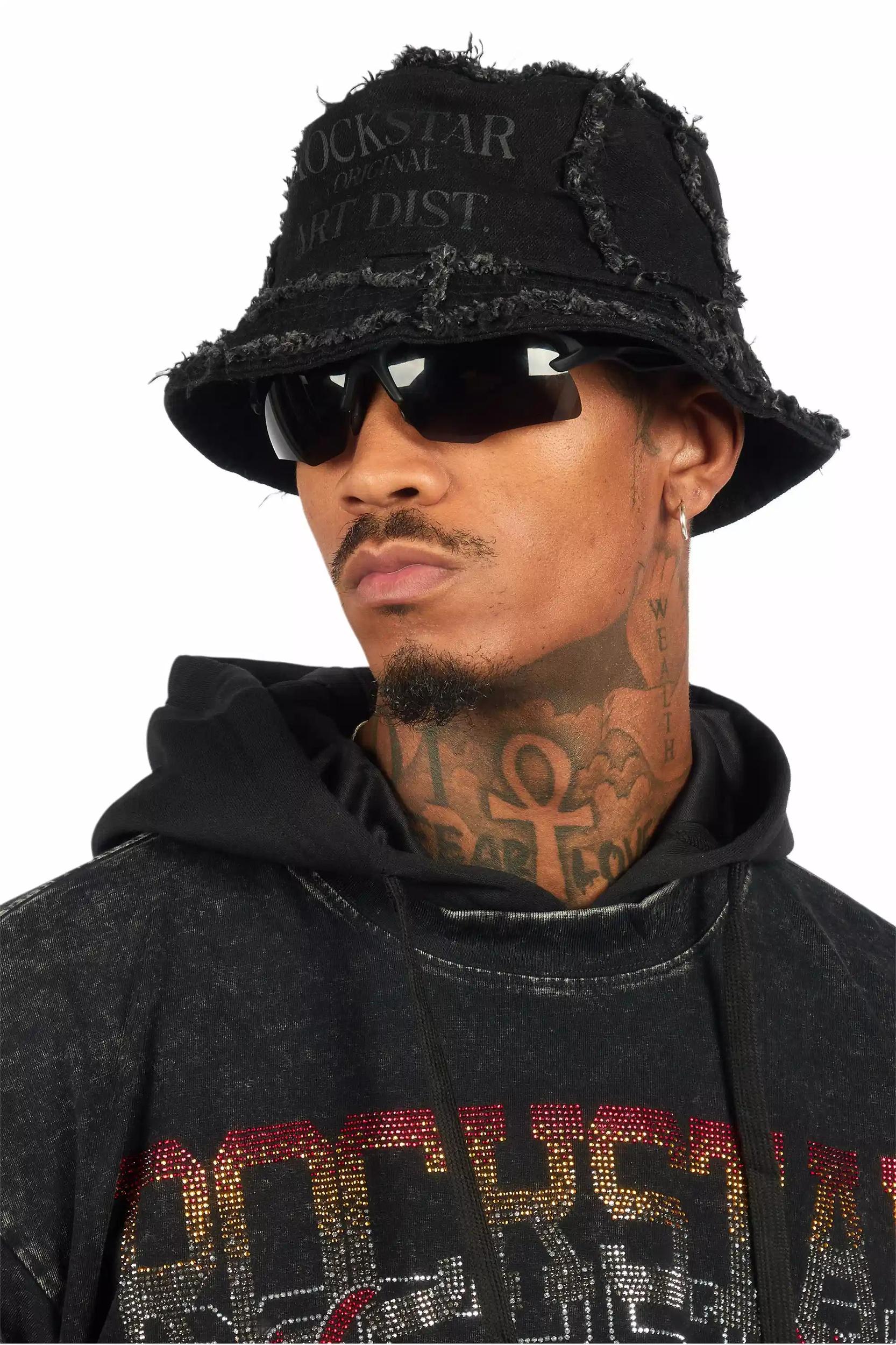 Ivo Jet Black Patchwork Bucket Hat Male Product Image