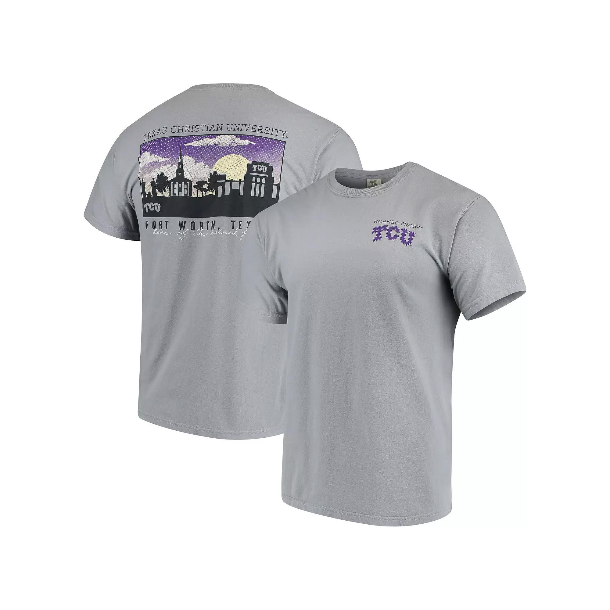 Men's Gray TCU Horned Frogs Team Comfort Colors Campus Scenery T-Shirt,  Product Image