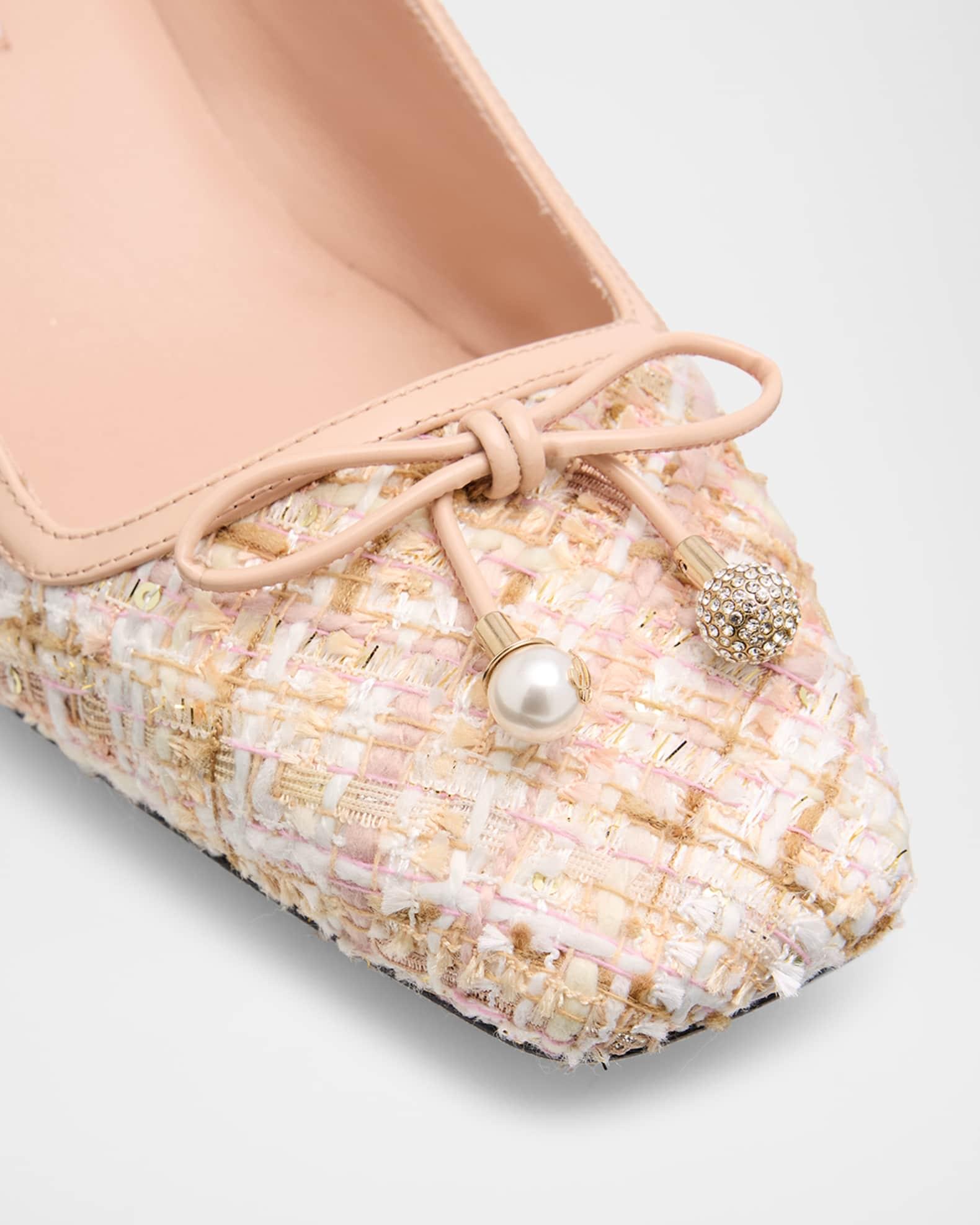 Elme Metallic Tweed Bow Ballerina Pumps Product Image