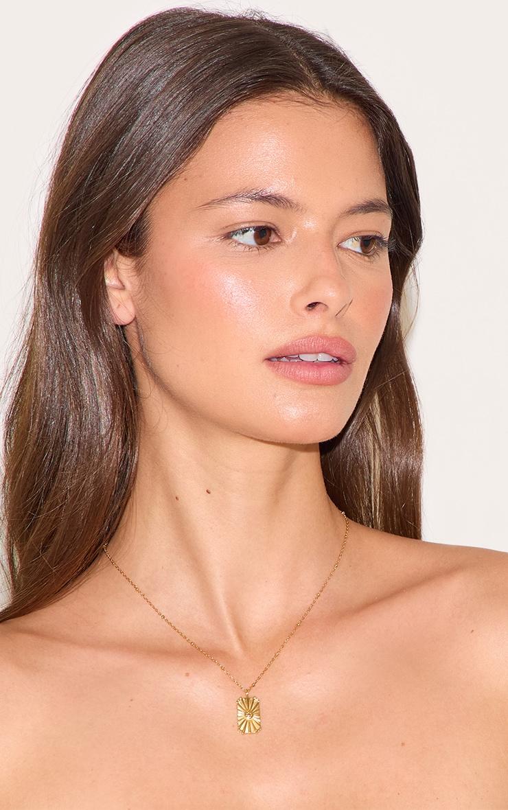 Gold Water Resistant Flower Pendant Necklace Product Image