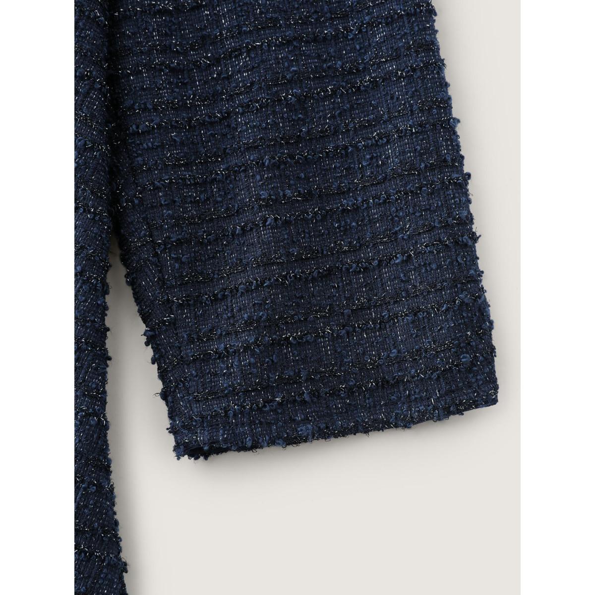 Plus Size Textured Square Neckline Button Midi Dress Indigo Women Office Square Neck Extra Long Sleeve Curvy BloomChic 22-24/3X Product Image