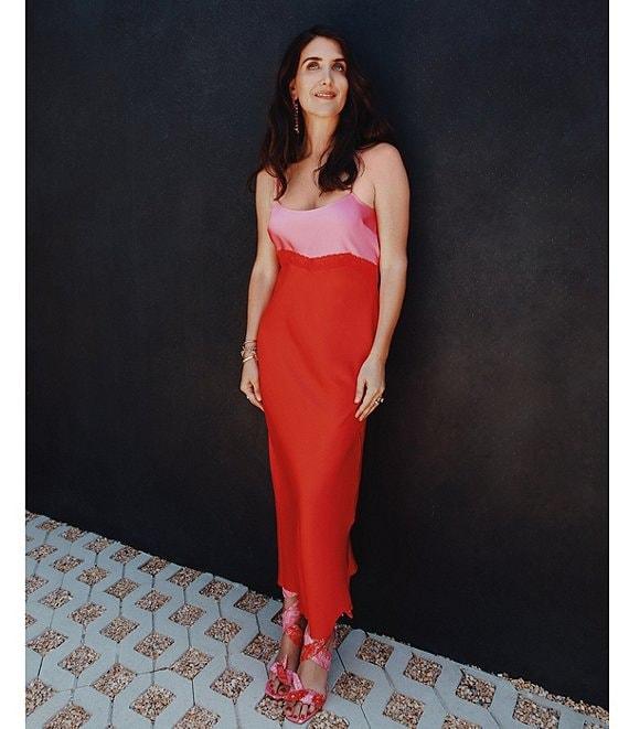 Gianni Bini x DANNIJO Helena Satin Two-Tone Color Block Scoop Neck Midi Slip Dress Product Image