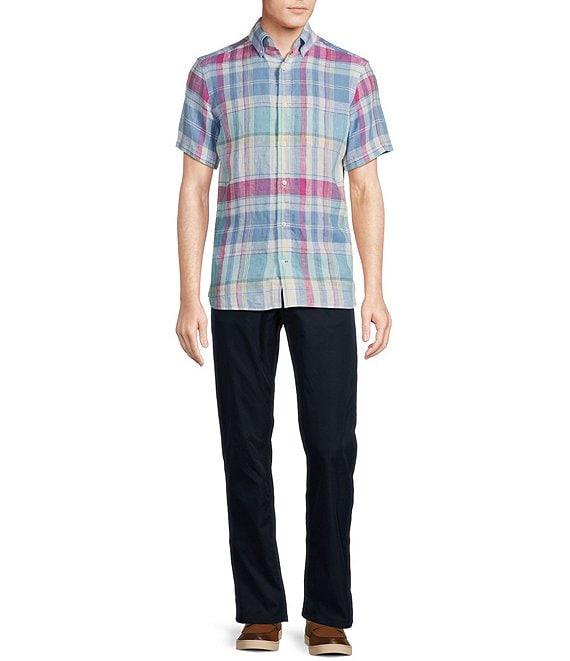 Cremieux Blue Label French Linen Small Plaid Short Sleeve Woven Shirt Product Image