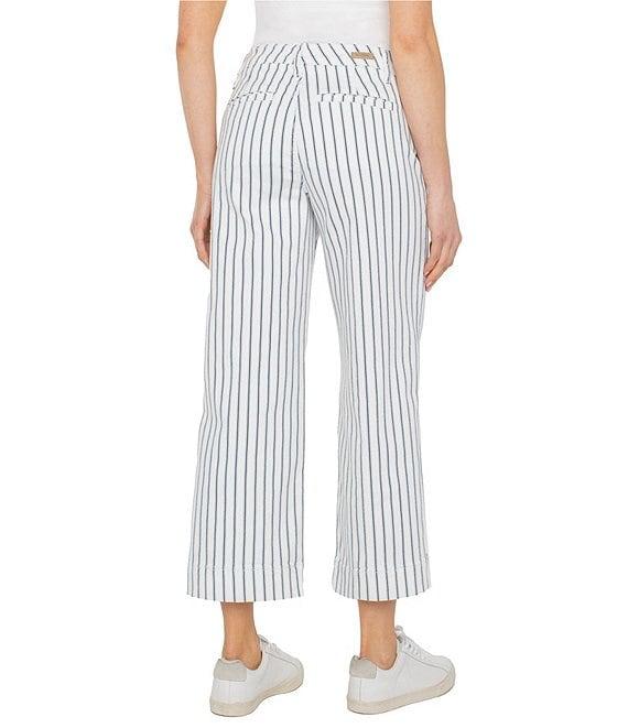 Liverpool Los Angeles Stretch Denim Striped Mid Rise Cropped Wide Leg Jeans Product Image