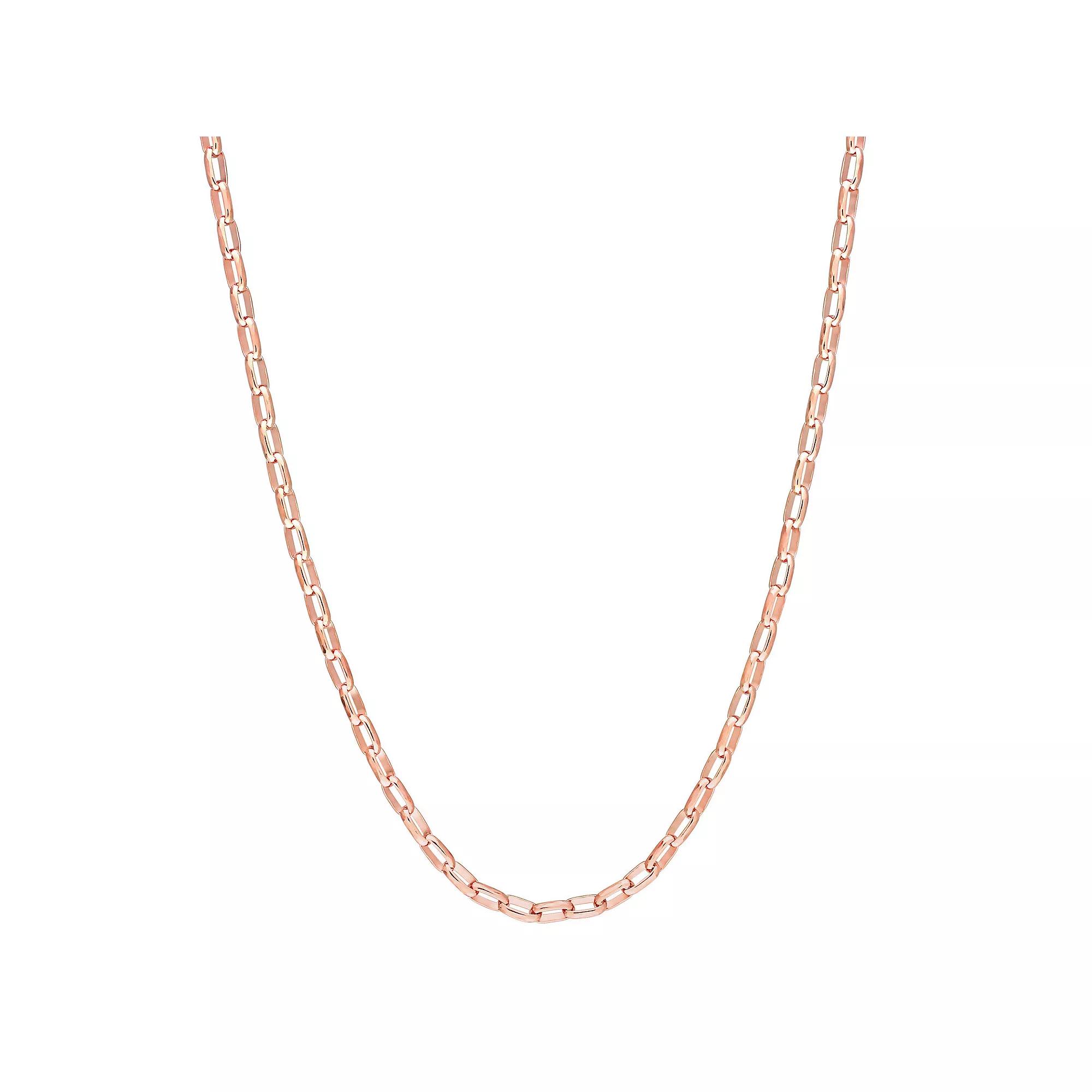 Stella Grace Sterling Silver 2 mm Fancy Rectangular Rolo Chain Necklace, Womens 18k Pink Plated Product Image