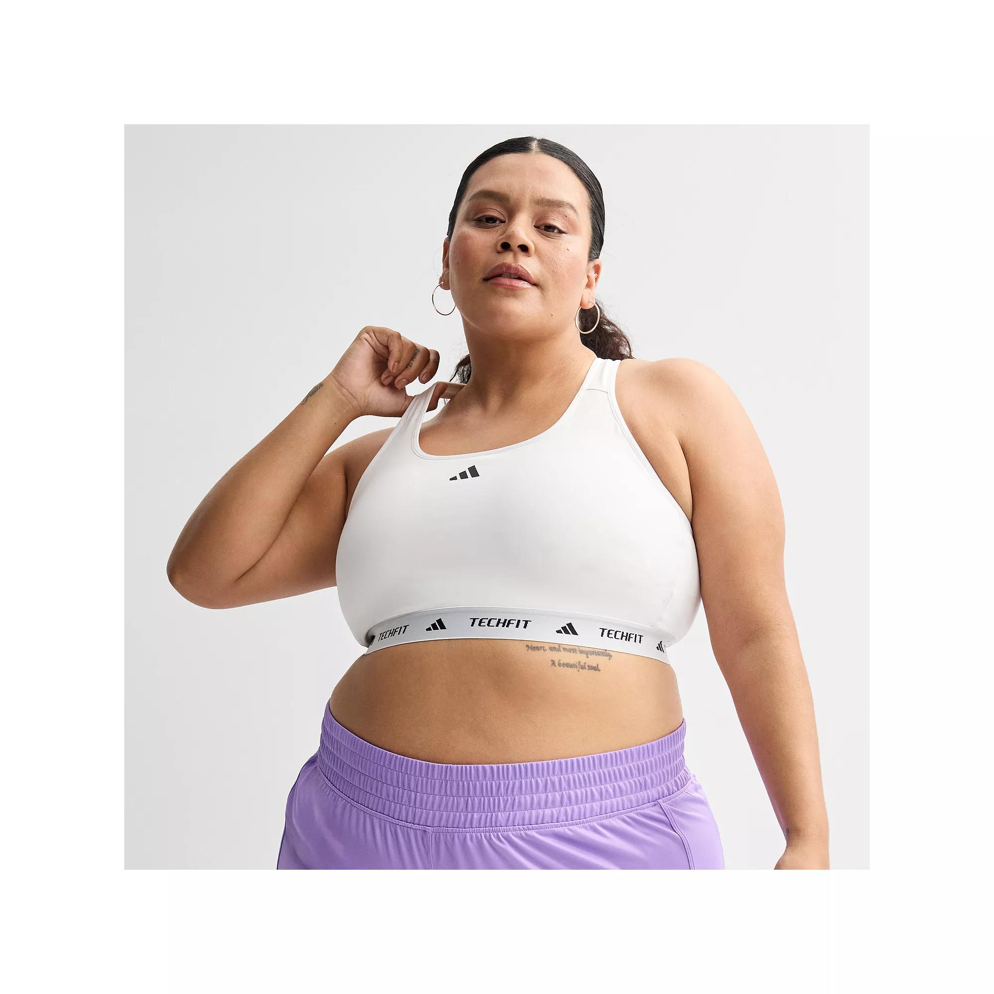 Plus Size adidas Techfit Training Bra, Women's, Size: 4XL, White Product Image