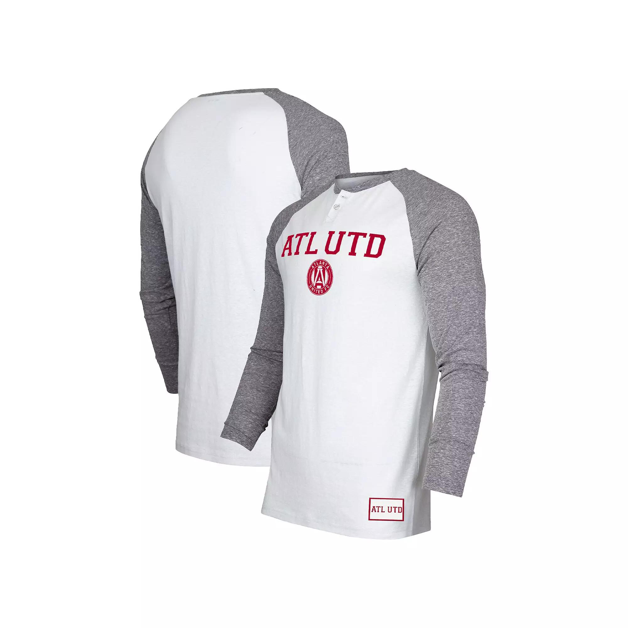 Men's Concepts Sport White/Charcoal Atlanta United FC Concord Henley Raglan Long Sleeve T-Shirt, Size: Large, Atu White Product Image