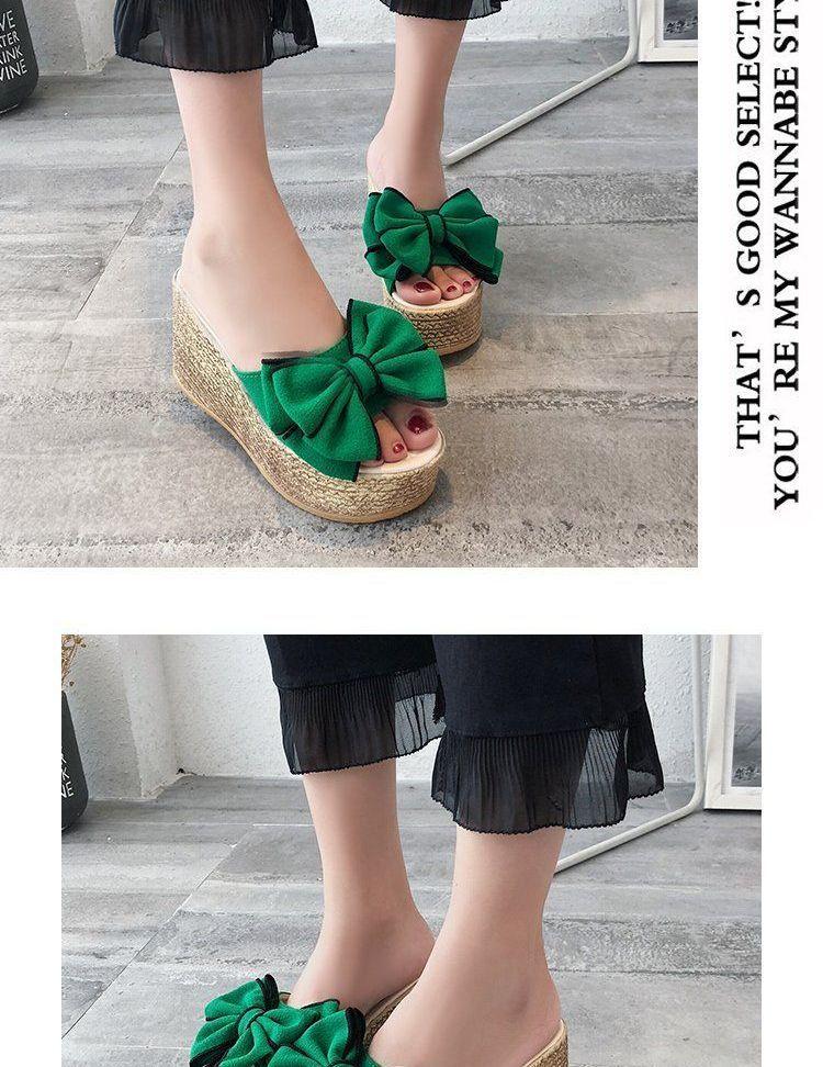 Bow Platform Wedge Slide Sandals Product Image