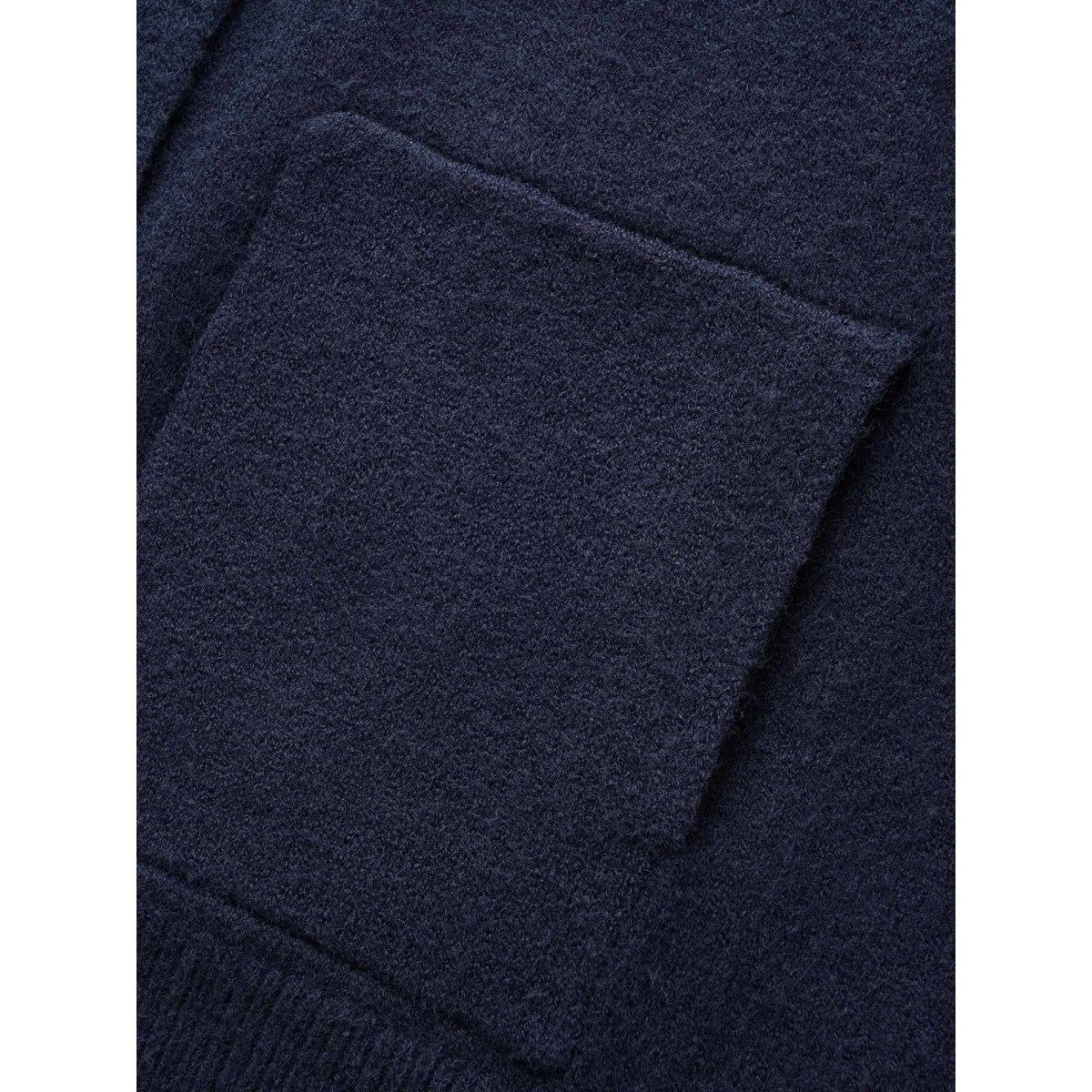 Plus Size Plain Patched Pocket Button Up Cardigan Indigo Women Leisure Loose Long Sleeve Casual Cardigans BloomChic 26/4X Product Image