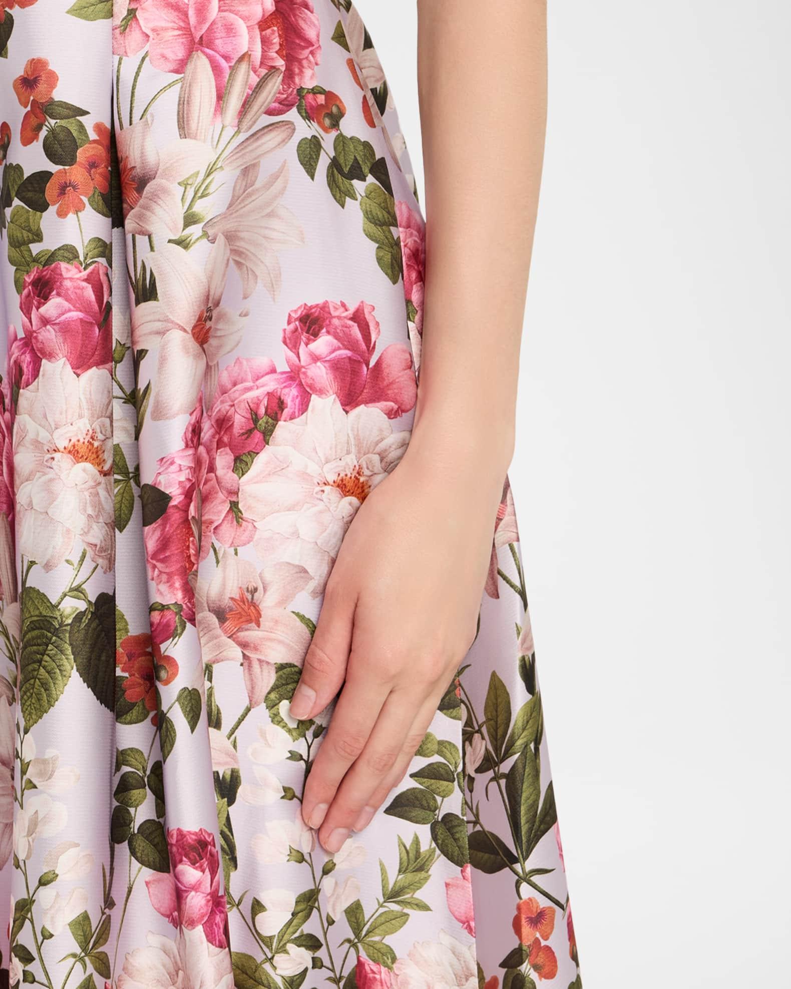 Giovanna Strapless Pleated Floral-Print Gown Product Image