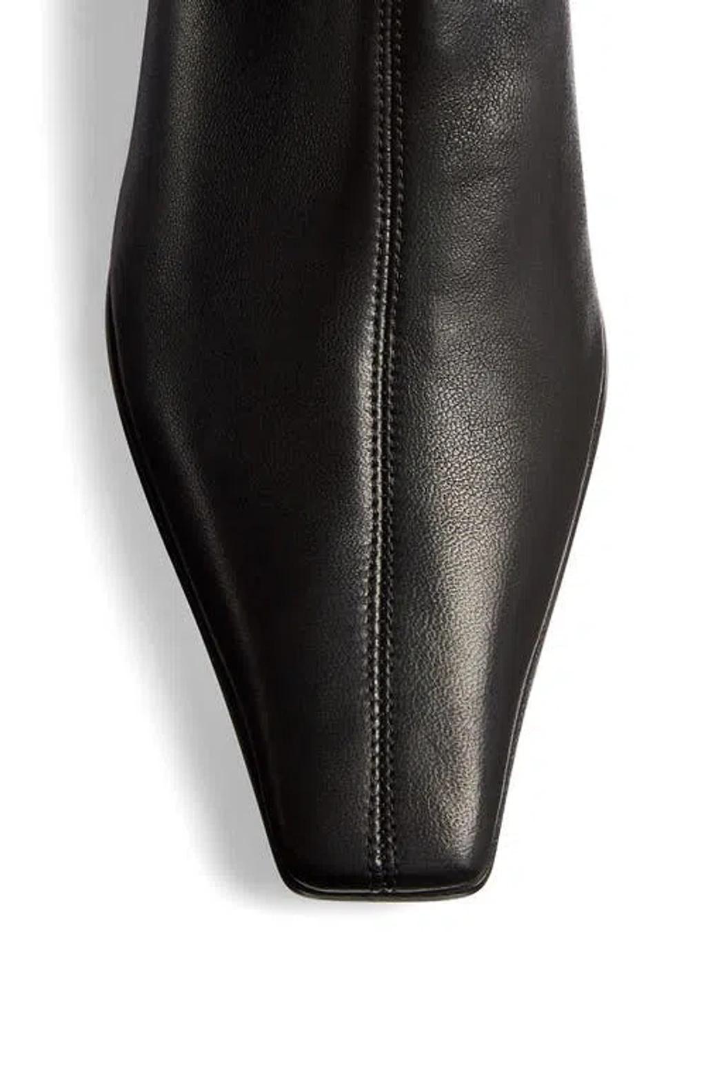 KHAITE Arizona 50 Leather Ankle Boots In Black Product Image